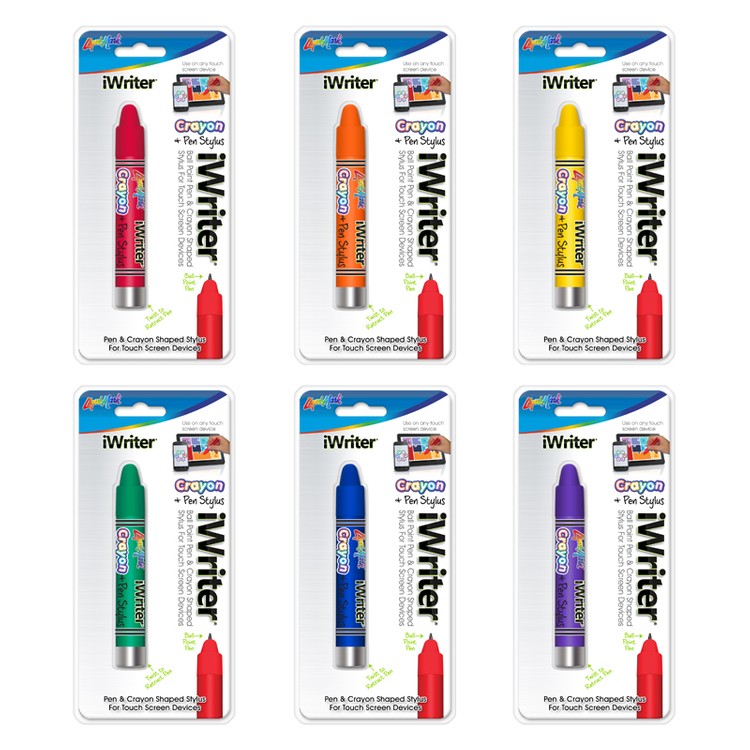 1 Pack iWriter Crayon Shaped Ball Point Pen with Stylus