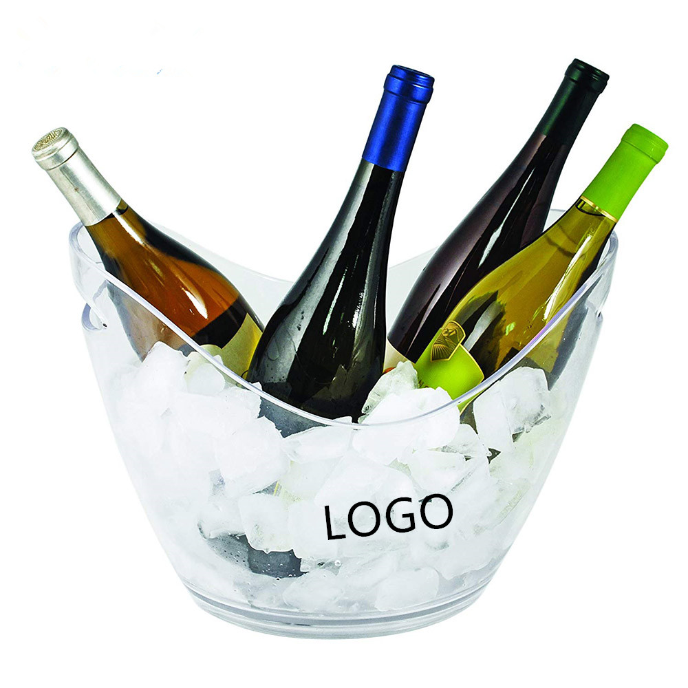 8 Liters Plastic Oval Shaped Clear Ice Bucket with Handle 2