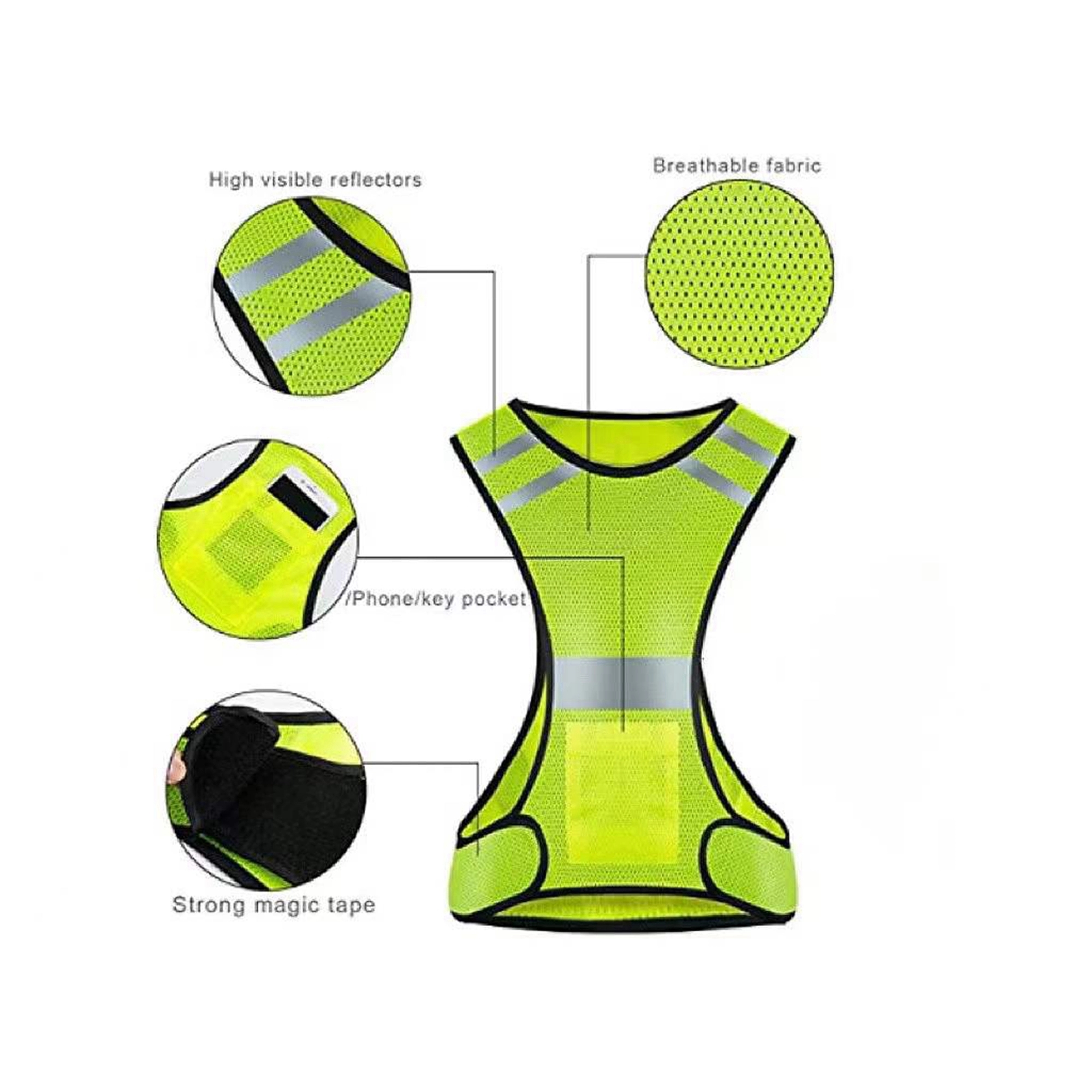 Neon Yellow Vest Stripe Belt Jacket MOQ 10PCS 5