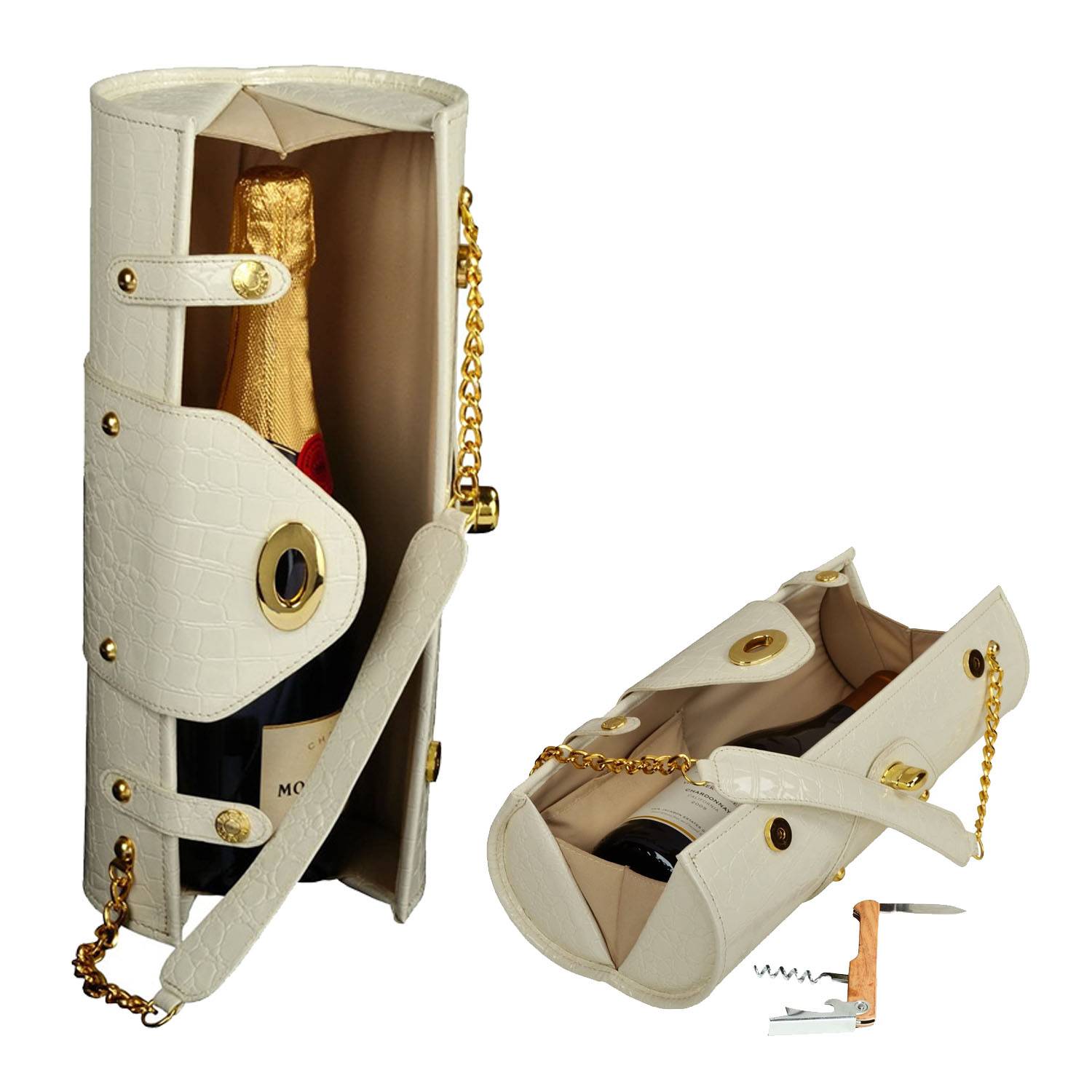 Portable Women's Leather Wine Carrier 7