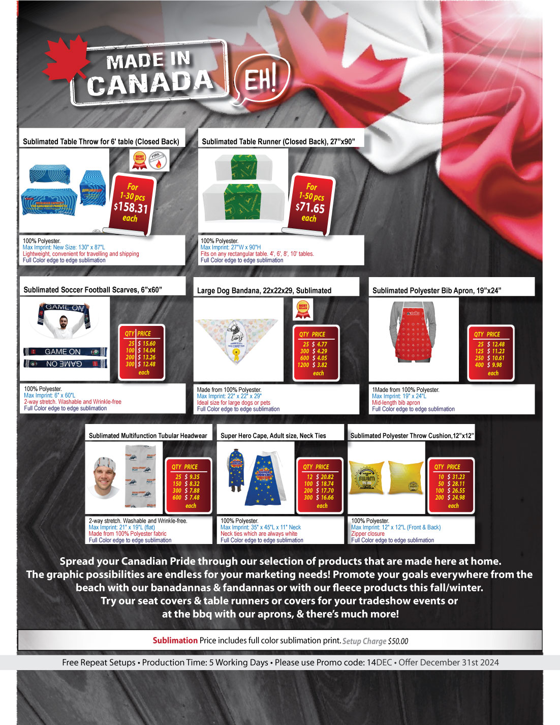 Sublimated Table Cloth for 6' table, Drape style, 4 sided, Closed Back 22