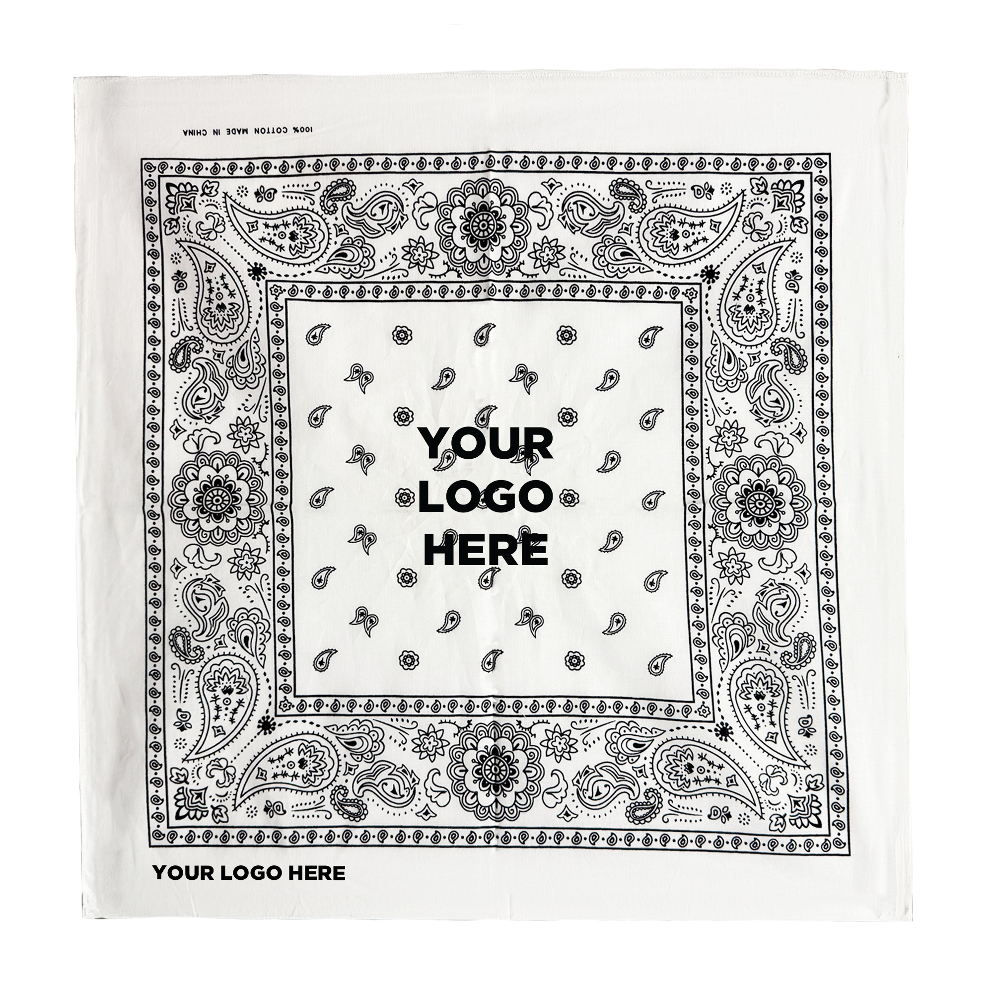 White Cotton Bandana 22" x 22" 2