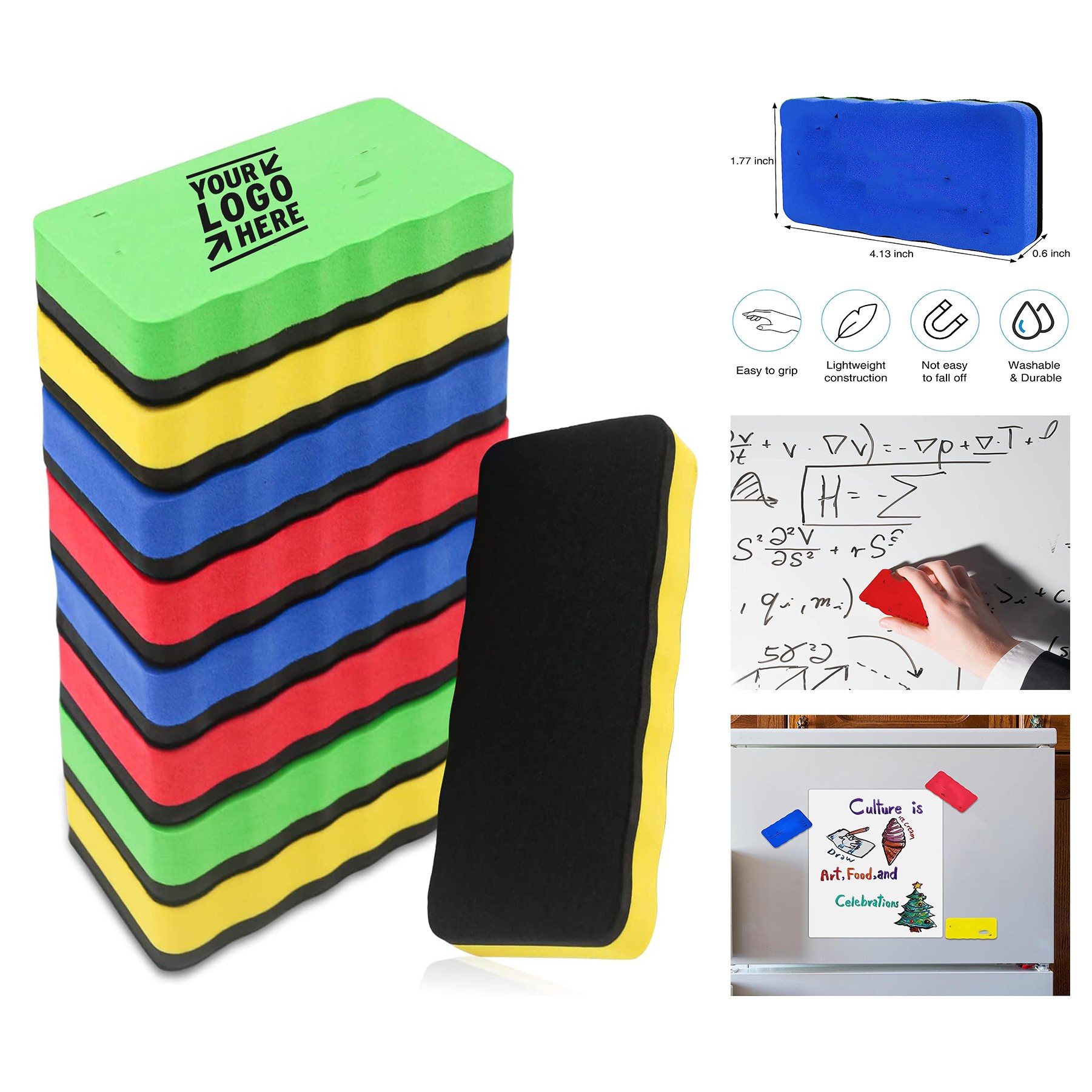 4.13 x 1.77 x 0.6 Inches Magnetic Dry Erasers for White Board 1