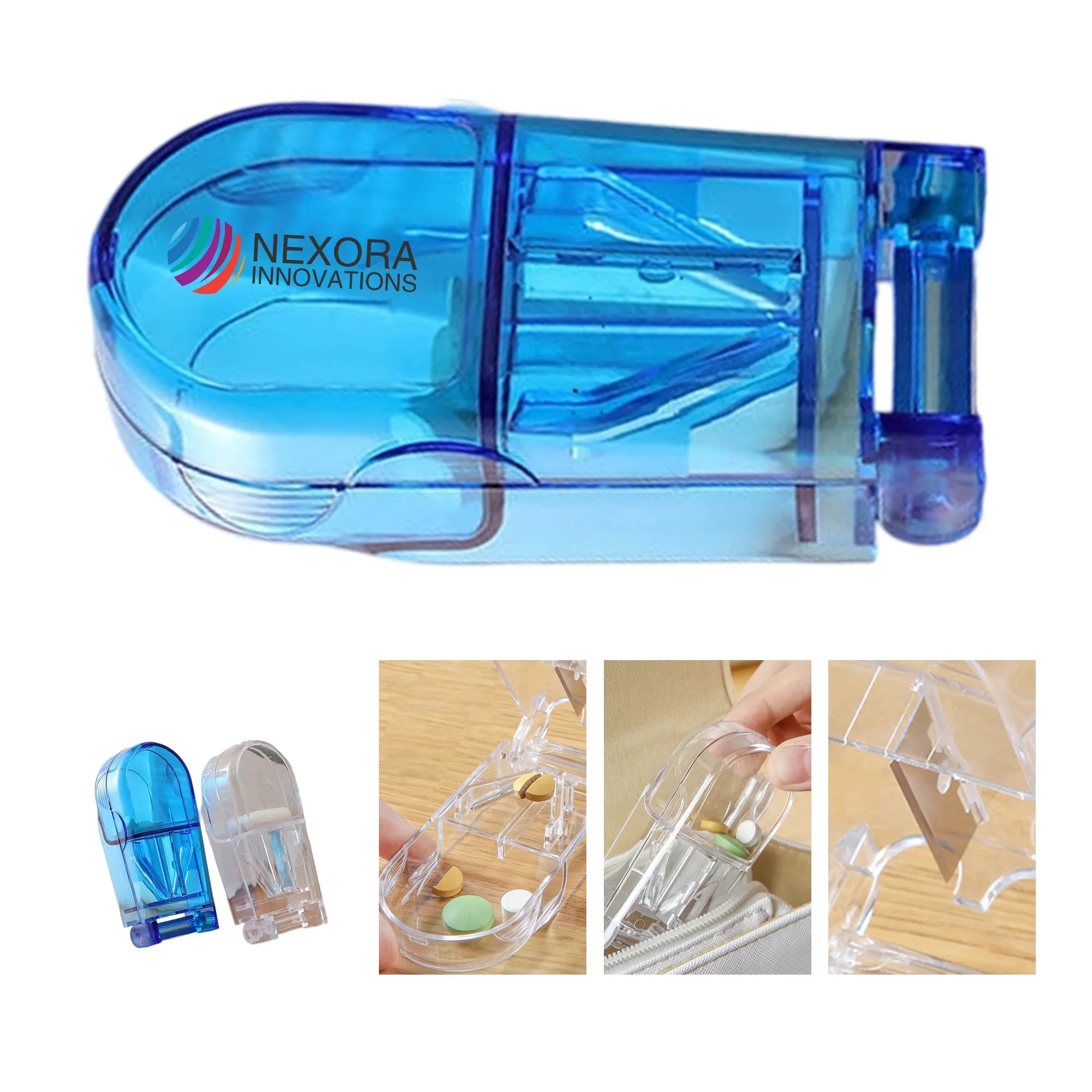 Travel Pill Organizer with Safe Cutting Blade Compact 3