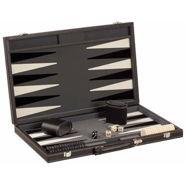 18"Black & White Vinyl Backgammon Set, Large Size 2