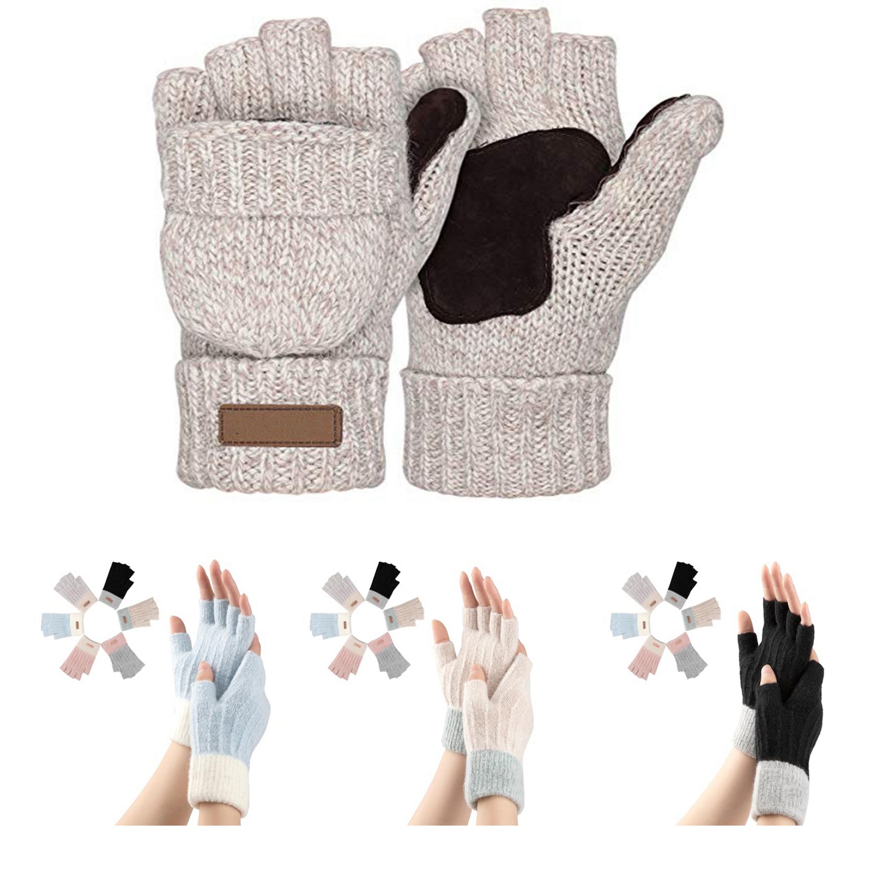 Thermal Insulation Fingerless Texting Wool Gloves 2