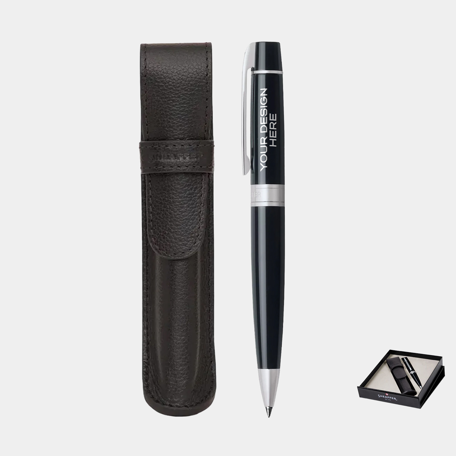 SHEAFFER® Executive Gift Set Glossy Black 300 9312 Ballpoint Pen with Pen Pouch 6