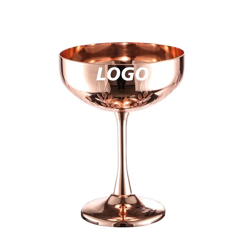 Custom 9 oz Stainless Steel Carved Martini Glass 9