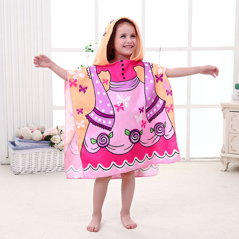 Kid Hooded Bath Beach Towel Poncho 2