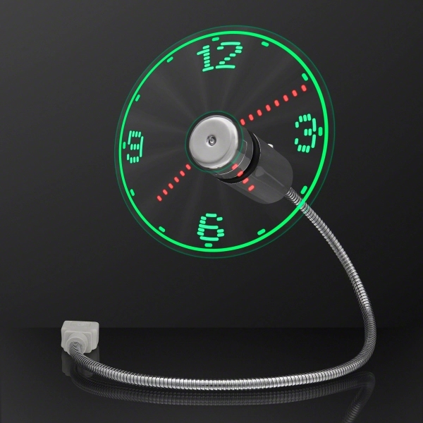 USB Powered LED Light Clock Desk Fan 3