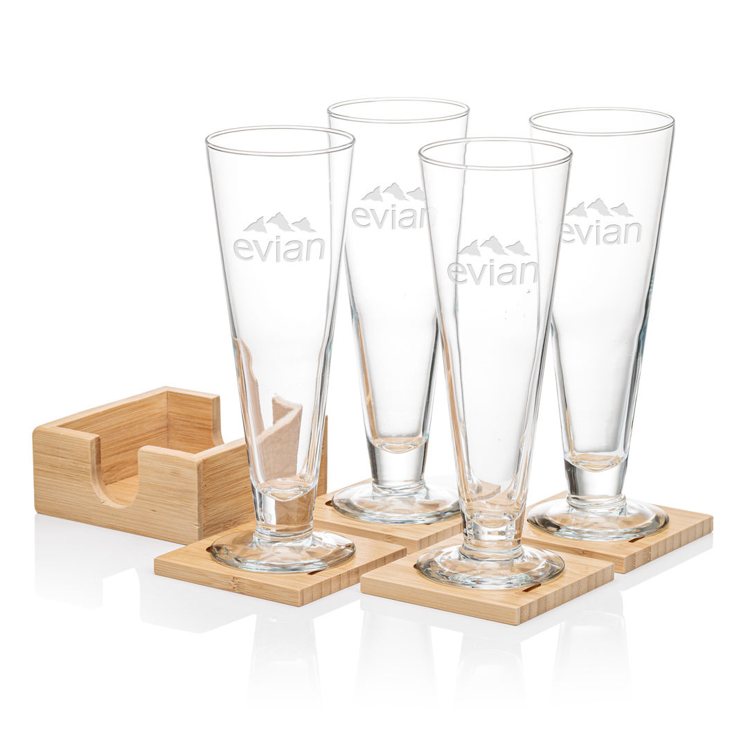 Bamboo Coaster Gift Set - Classic, custom bottle opener with logo imprint 5