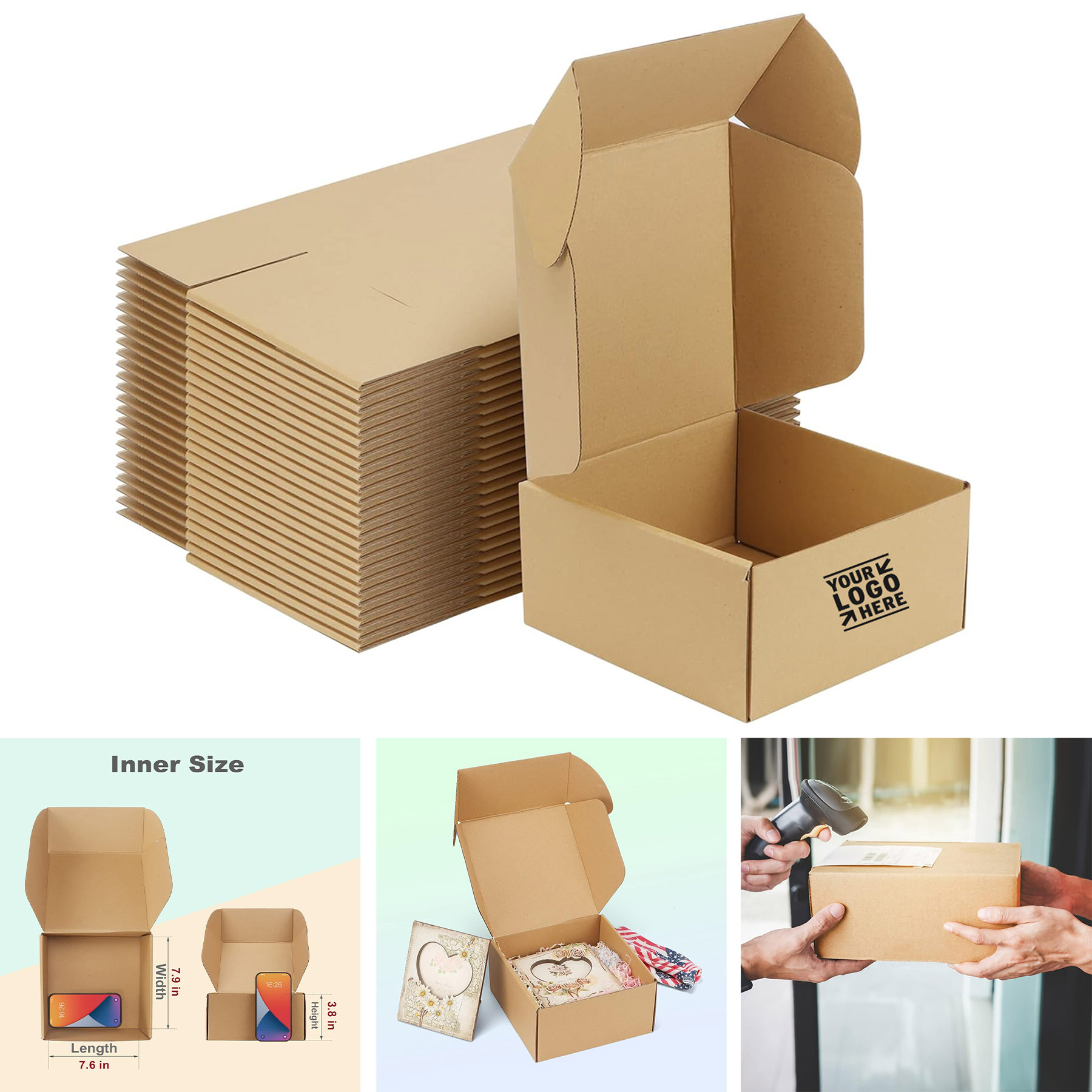 8x8x4 Inches Mailer Corrugated Cardboard Shipping Box for Mailing Packing