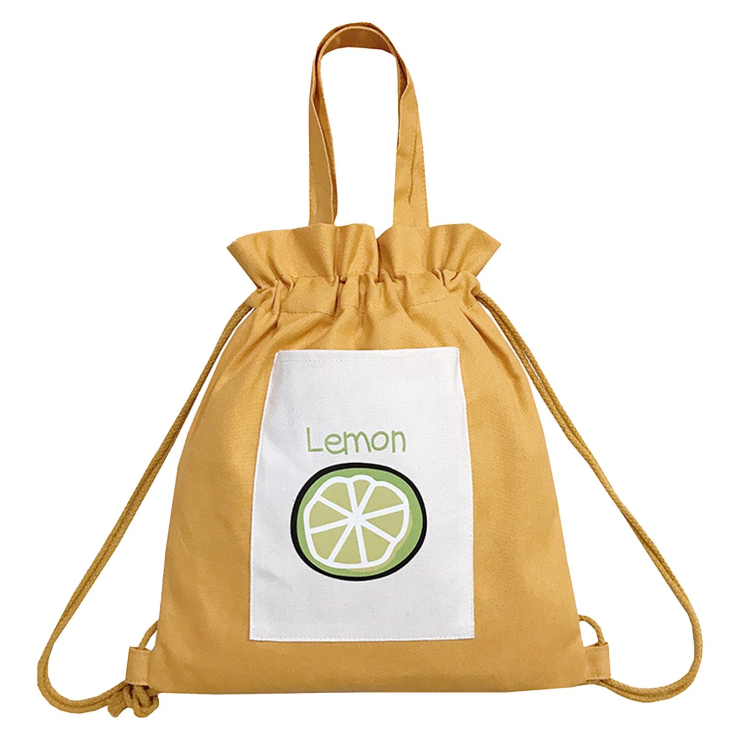 Canvas Drawstring Tote Bag w/ Pocket 2