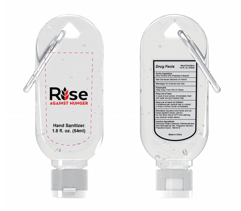 Hand Sanitizer Gel with Carabiner, 1.8 oz. - Printed 2