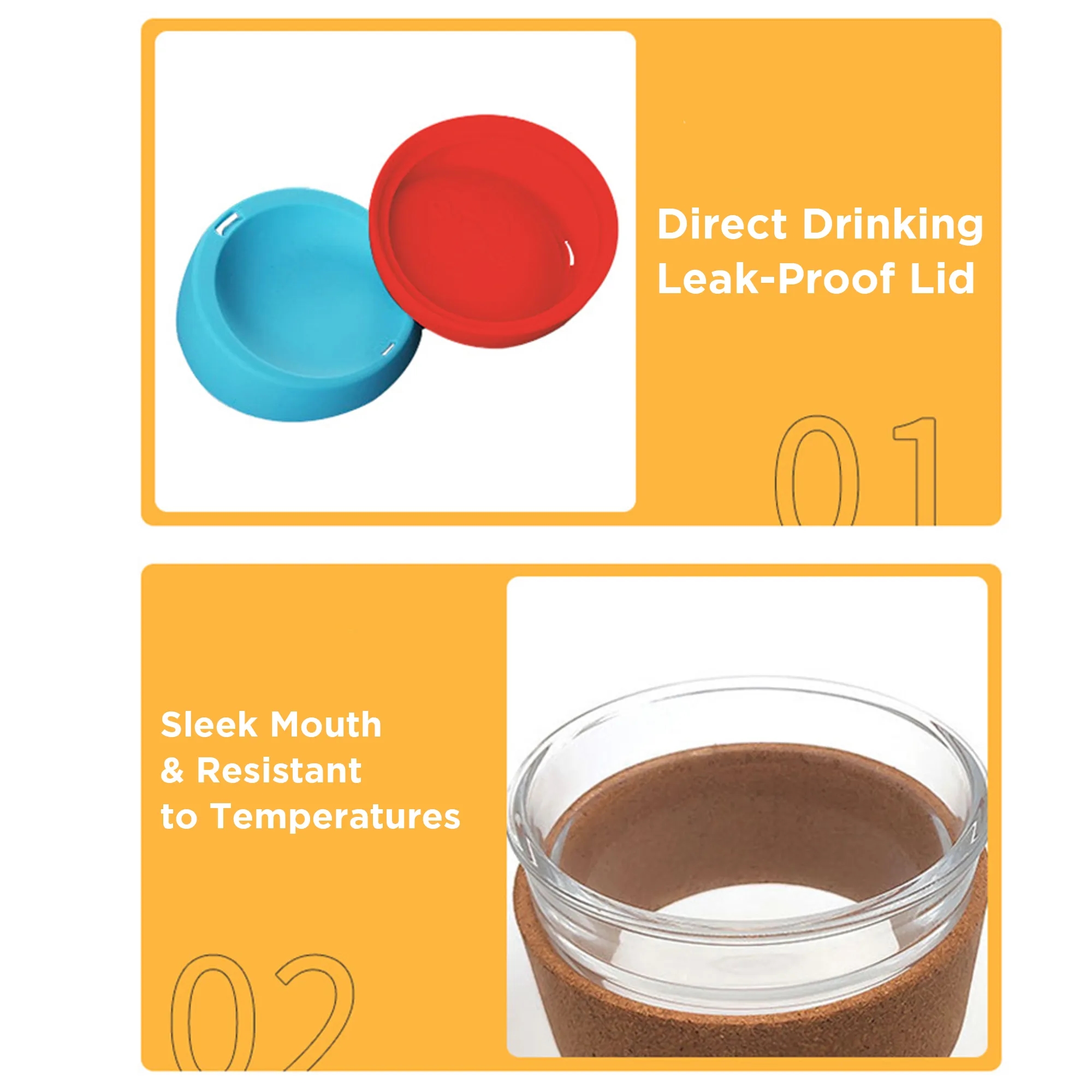 Cork Silicone Insulated Glass Coffee Cup 8oz/12OZ 4