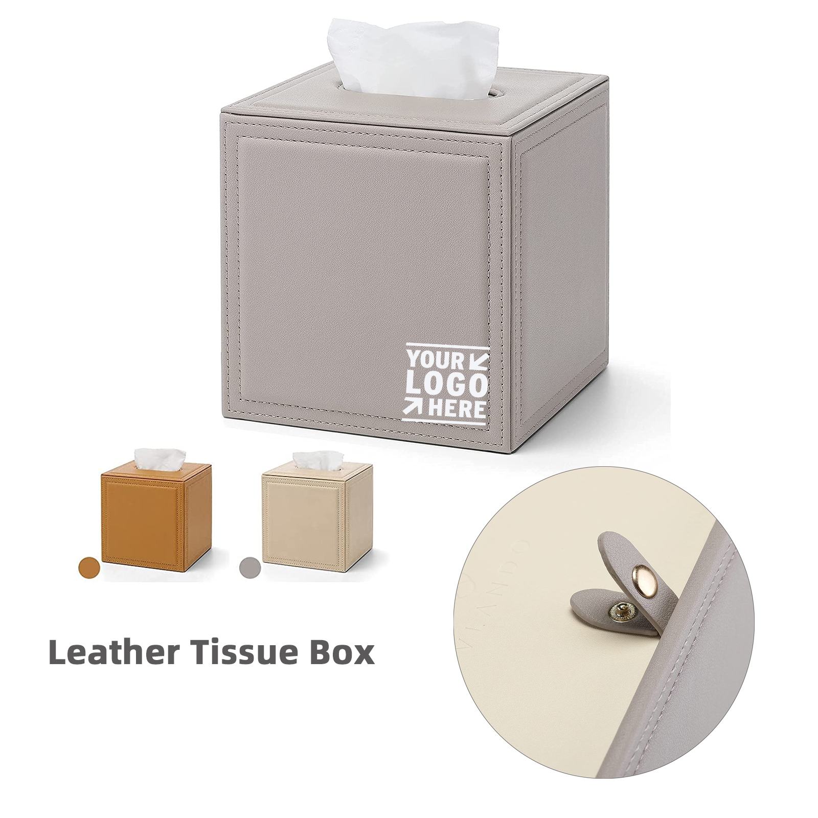 Square Leather Tissue Box Cover 2