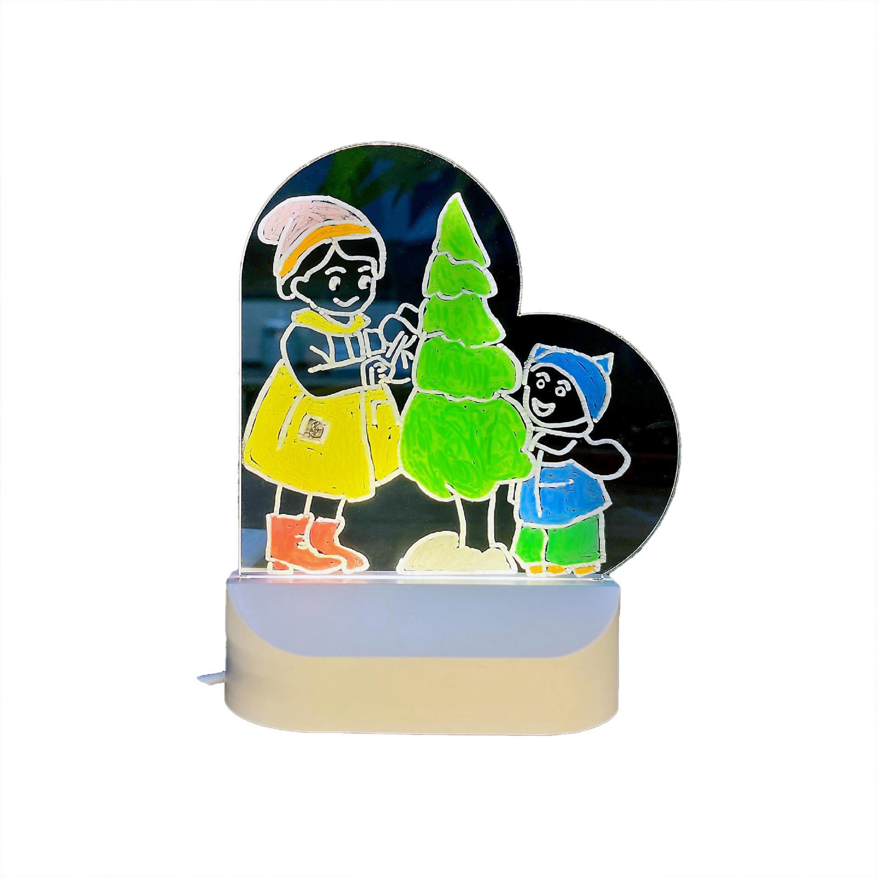 Usb Light Heart Shape Acrylic Message Board With 7 Color Pen 2