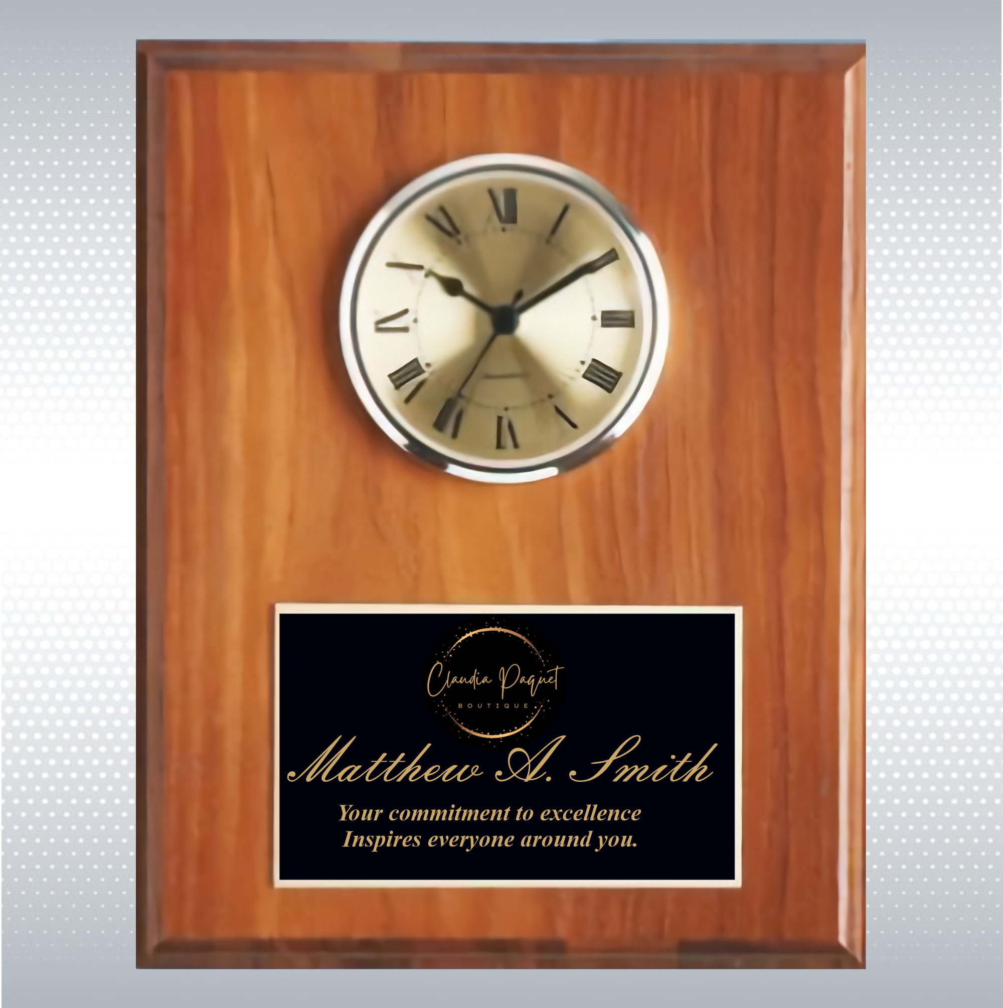 Walnut Square Edge Solid Wood Plaque w/ Clock 3