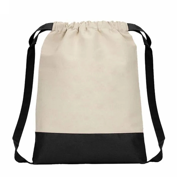 Two Tone 8 oz. Cotton Drawstring Backpack 9