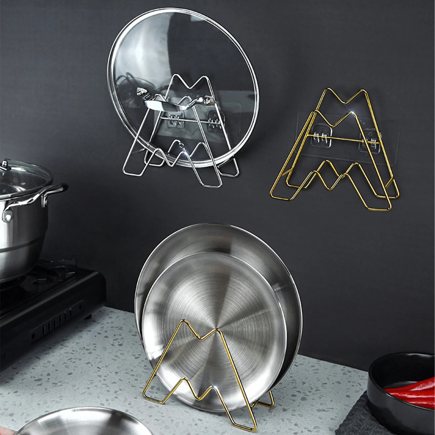 Stainless Steel Kitchen Storage Pot Cover Rack 6