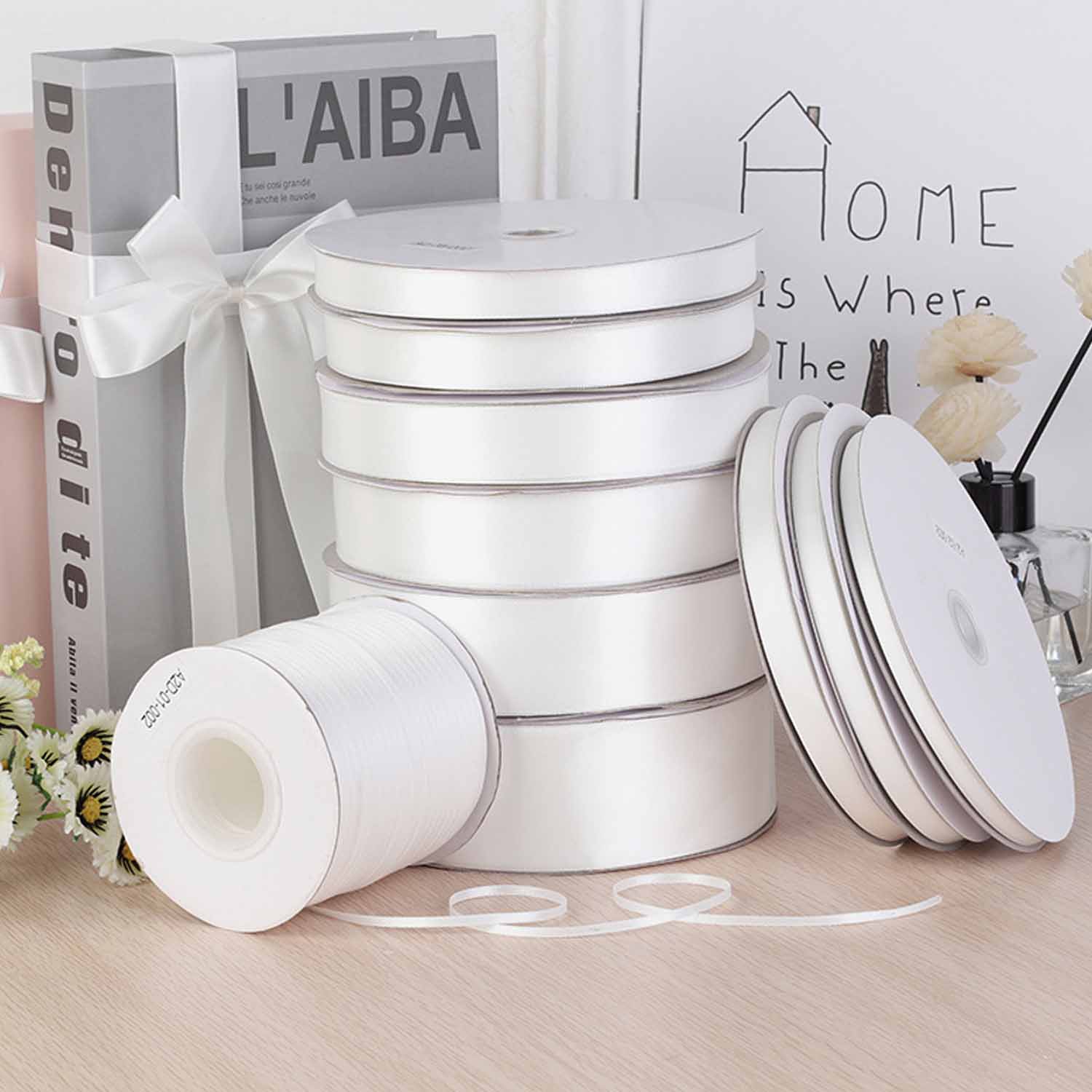 White polyester ribbon wedding christmas 4