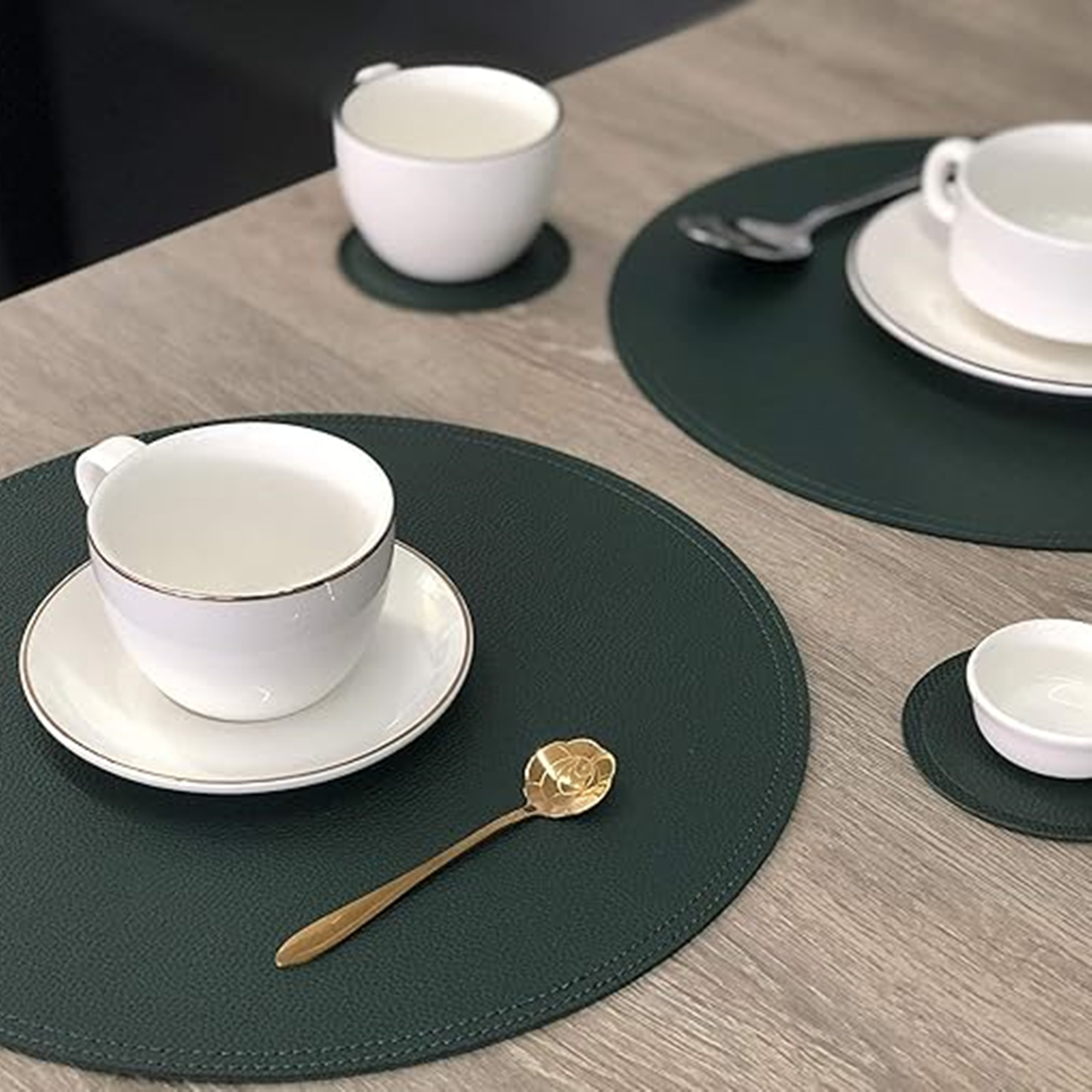 Round PU Leather Placemat 4