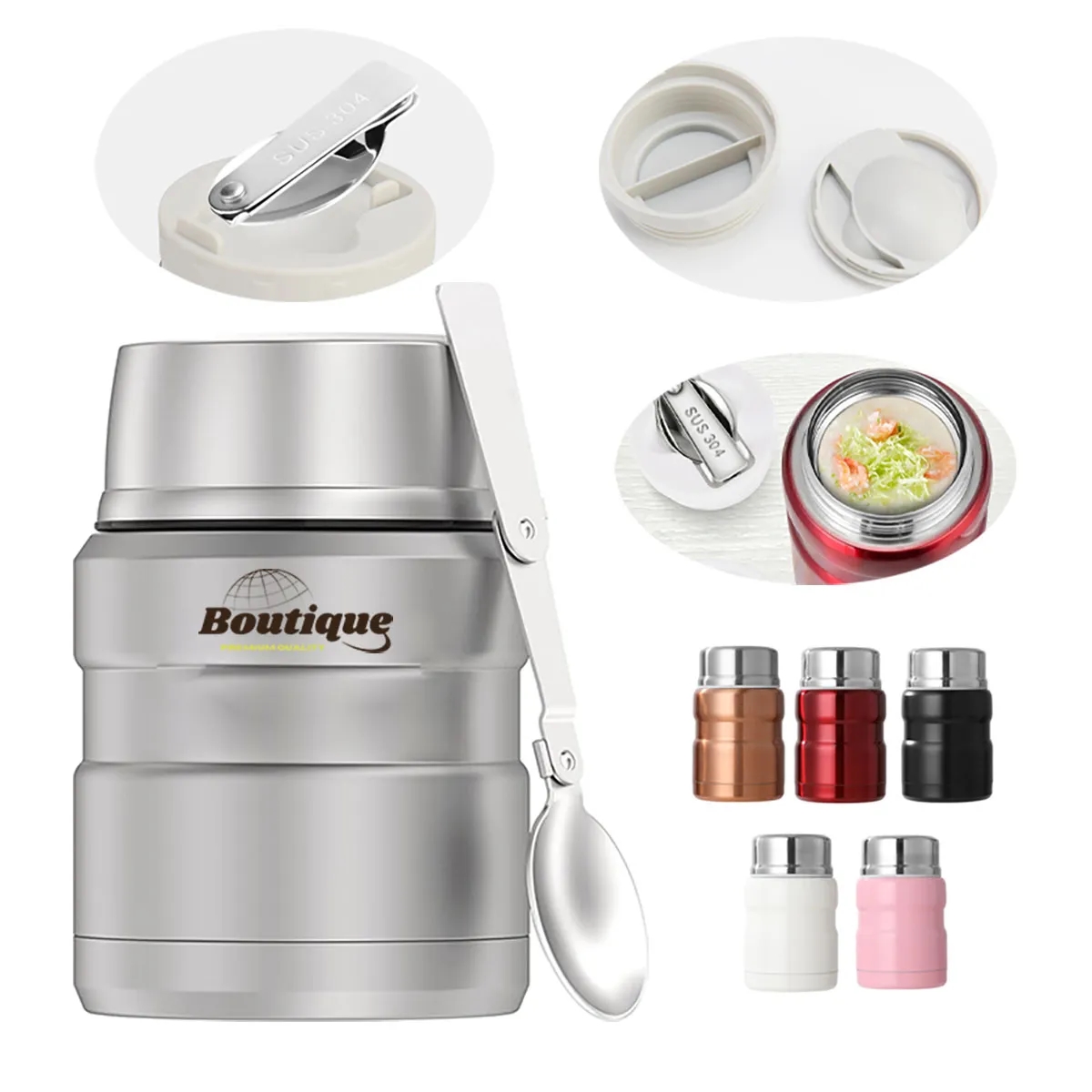 16oz Vacuum-Insulated Food Jar Lunch Box with Spoon 2