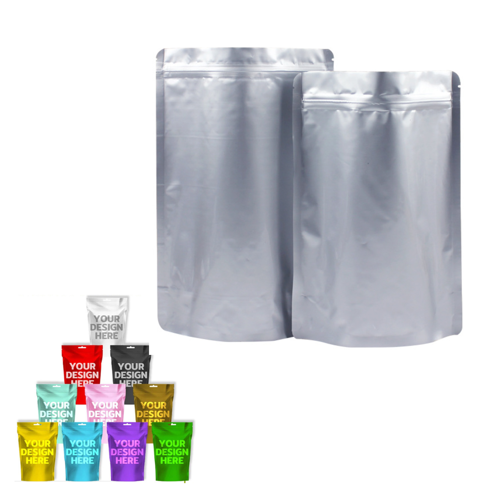 Pure Aluminum Foil Stand Up Grip Seal Bags 1