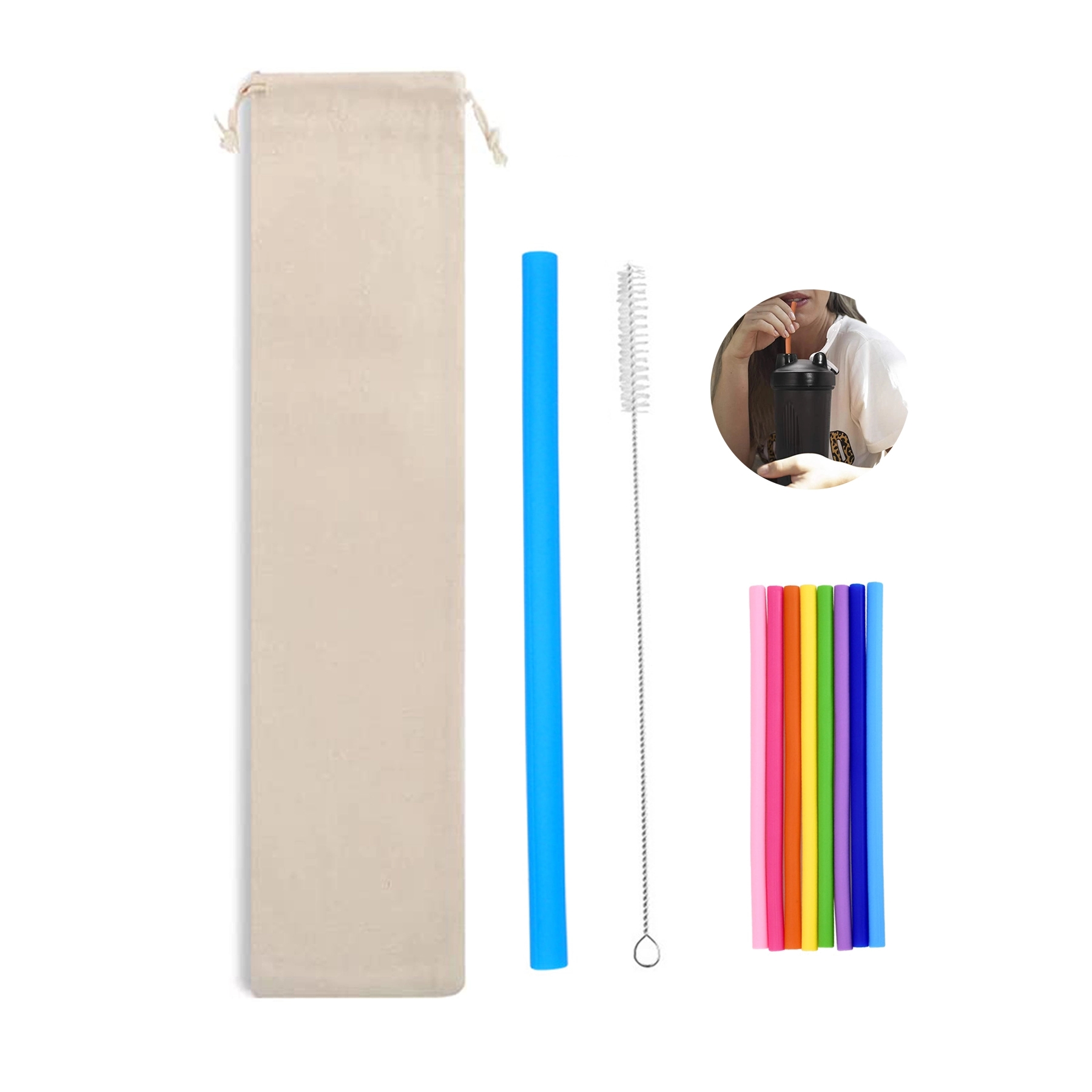 Silicone Straw Set with Bag 2