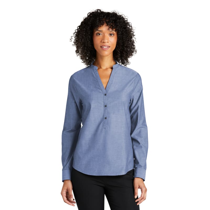 Port Authority Ladies Long Sleeve Chambray Easy Care Shirt 2