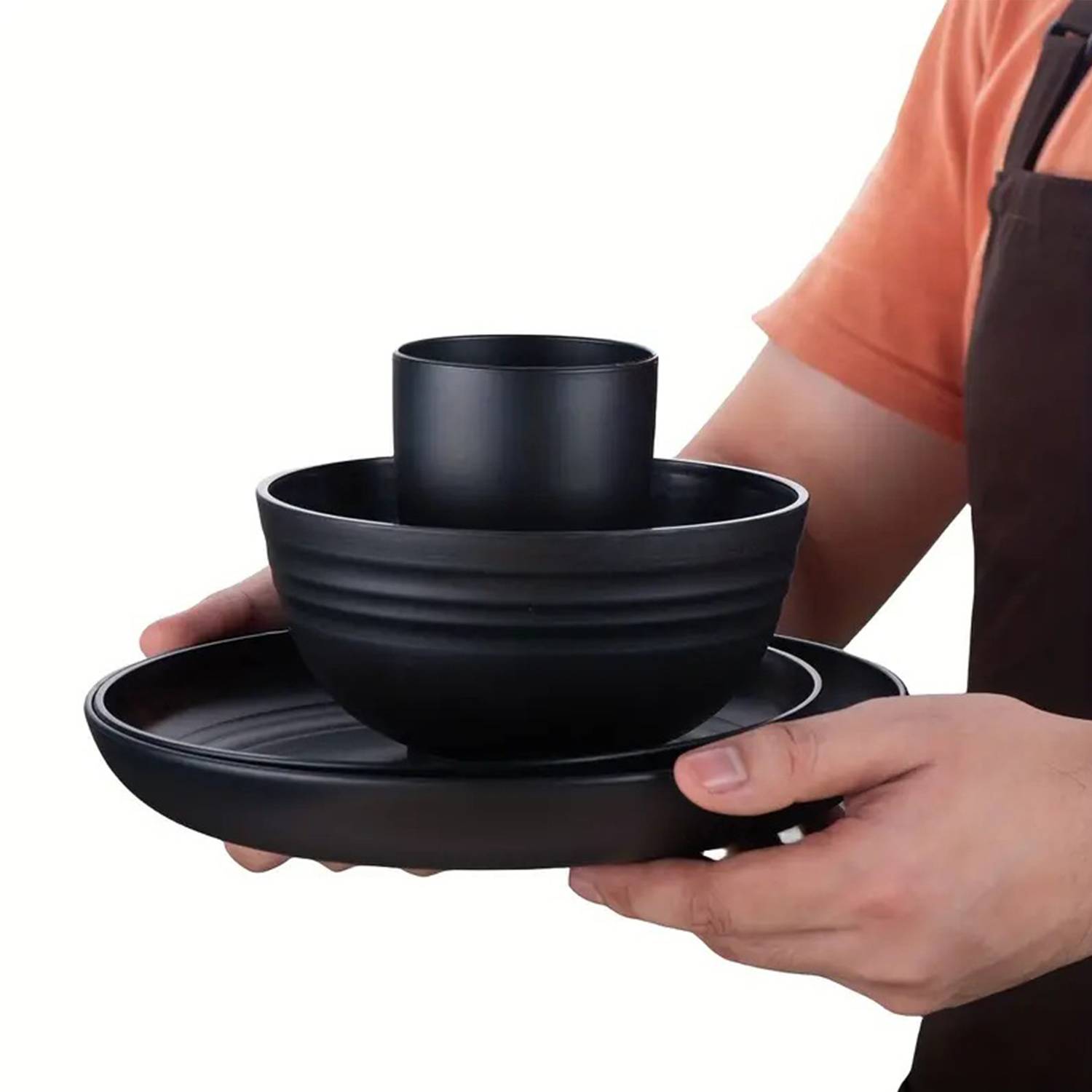 16Pcs Wheat Straw Kitchen Dinnerware Set 1
