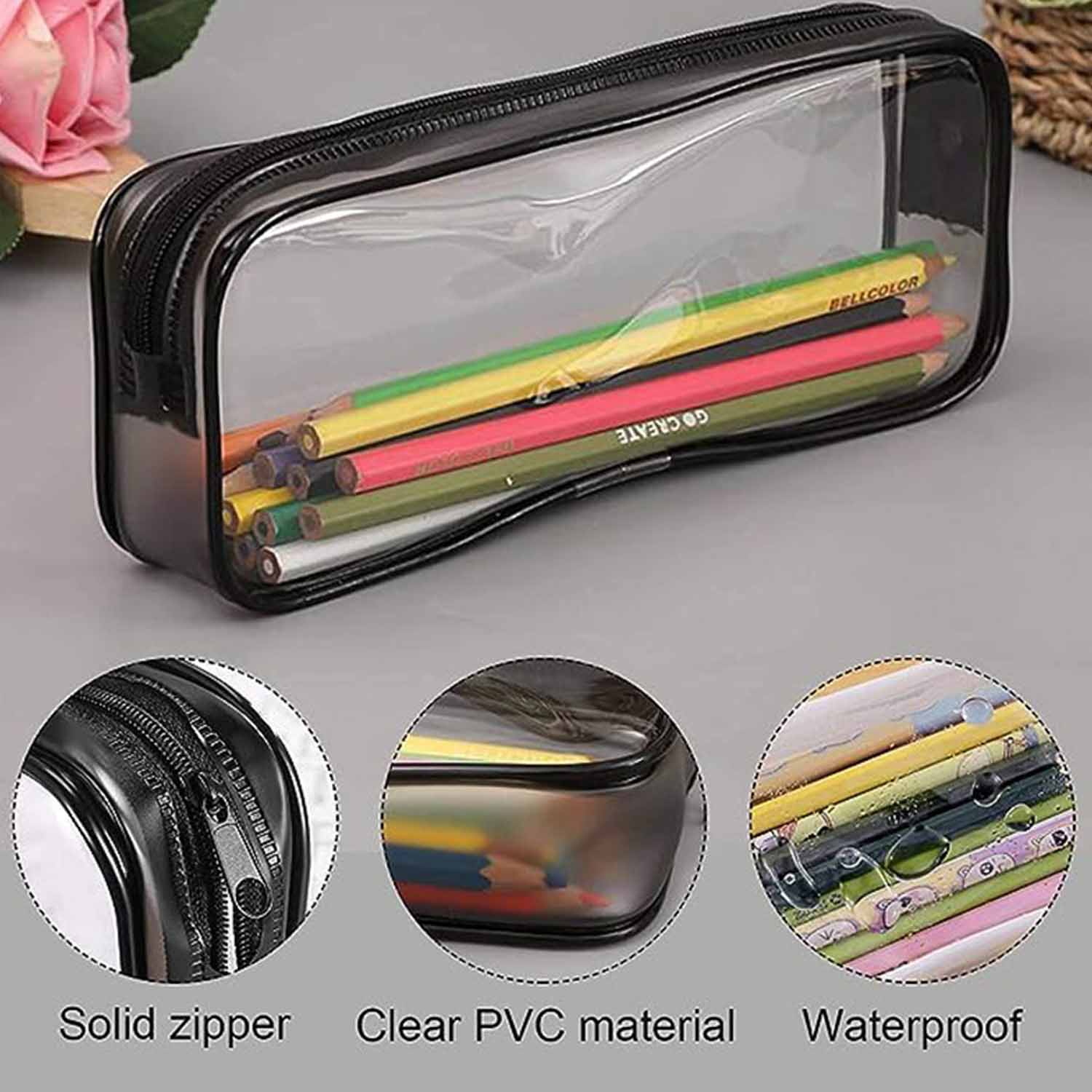 Large capacity makeup clear pvc travel toiletry bag 4