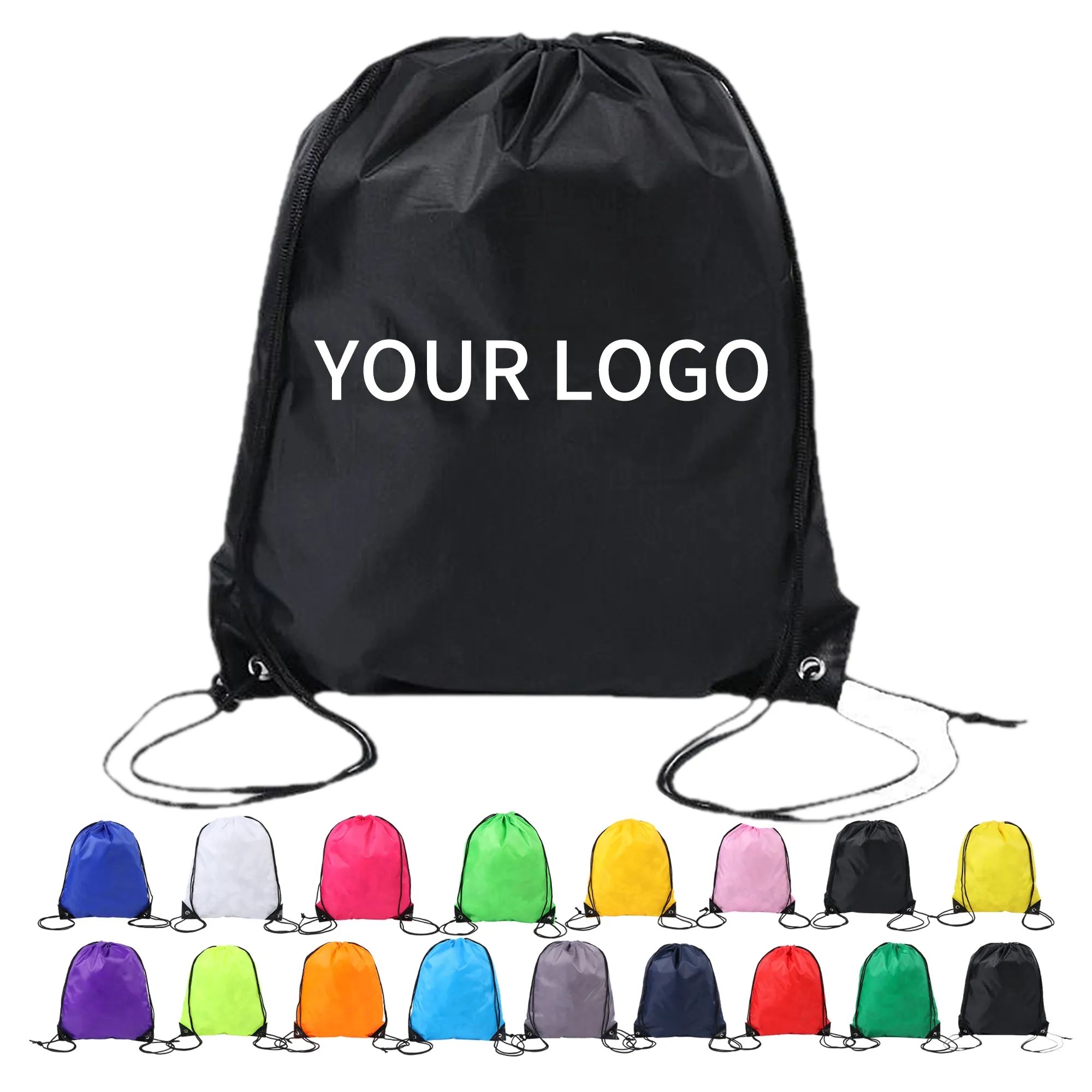Polyester Drawstring Backpack 15.7x13.3 Inch Washable 6