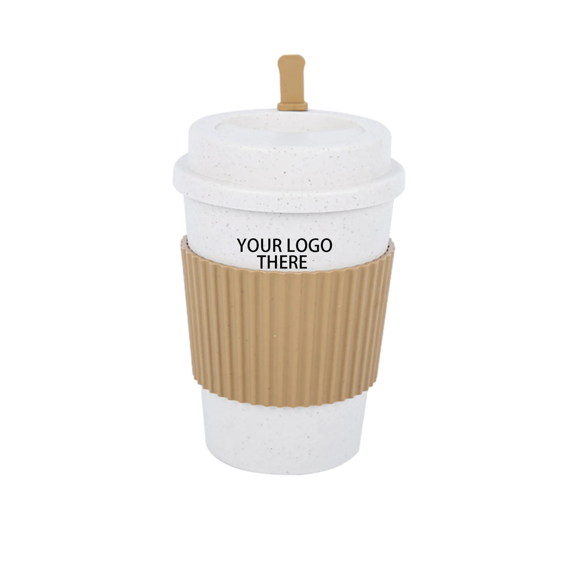 14Oz. Unbreakable Coffee Milk Wheat Straw Cup With Lid 6