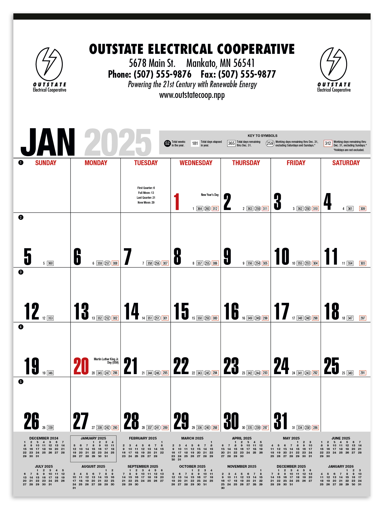 HotLine® Products Yearly Record® Gray with Red Calendar 3