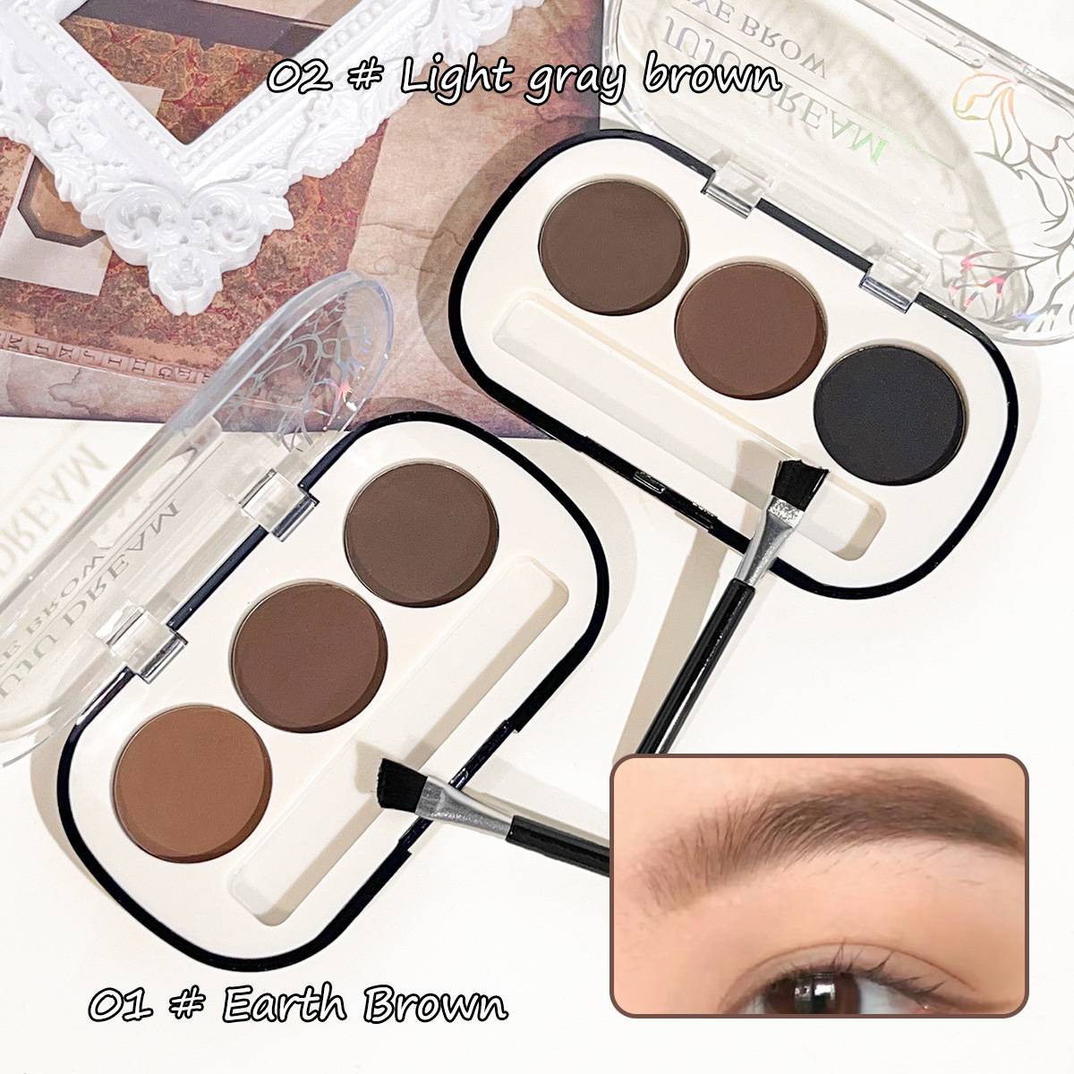 Tri Color Matte Delicate Portable Eyebrow Powder 1
