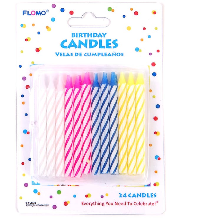 Happy Birthday Spiral Candles - 24 Pack 2.25" 2