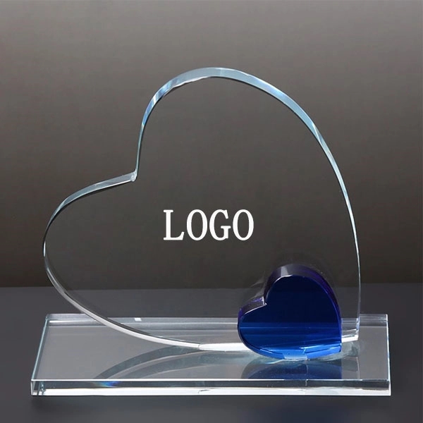 Clear Heart shaped Crystal Award Trophy 2