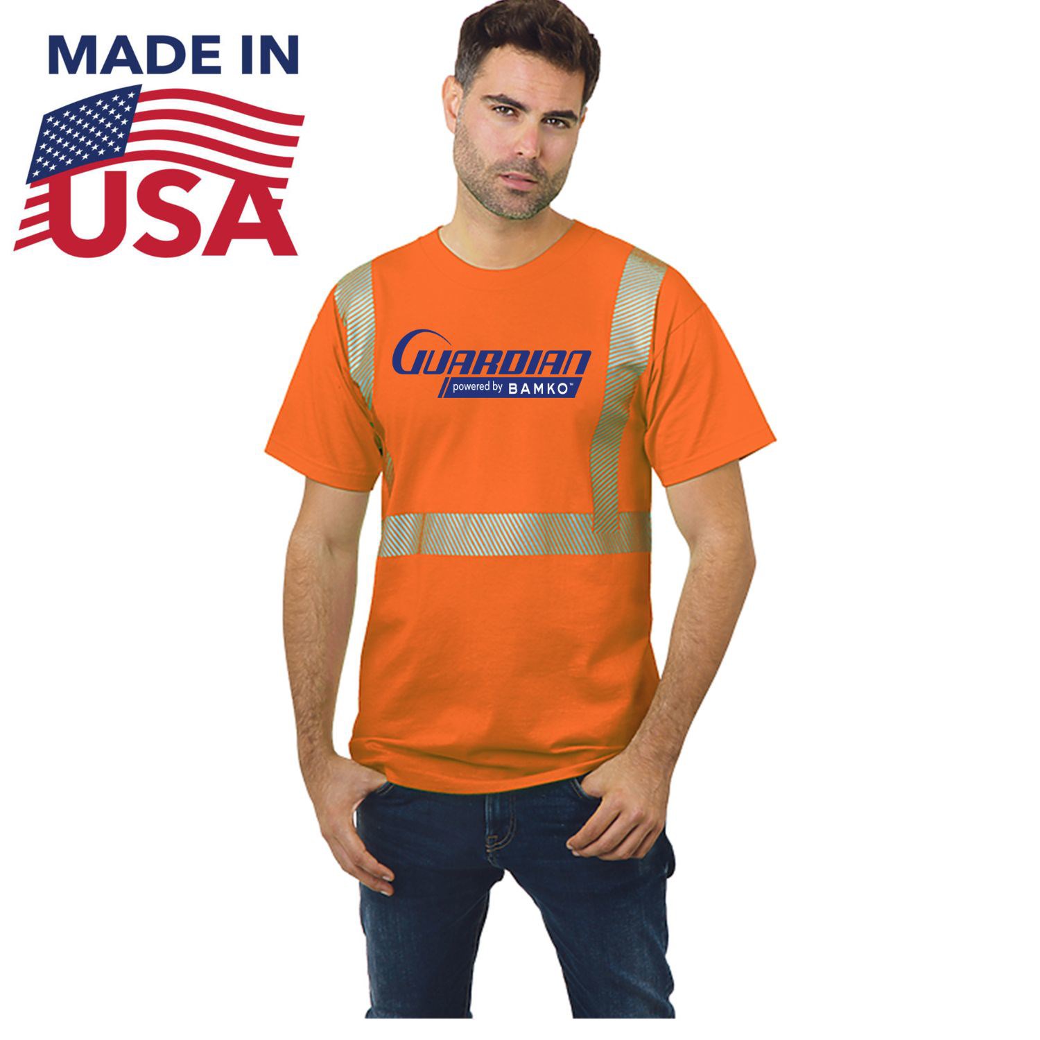 USA-Made 100% Cotton Segmented Class 2 Safety T-Shirt 1