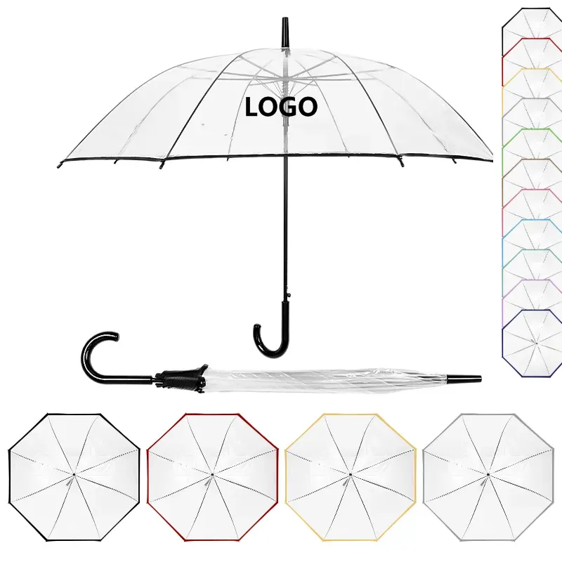 47" Arc Clear Bubble Dome Umbrella w/ Hook Handle 9