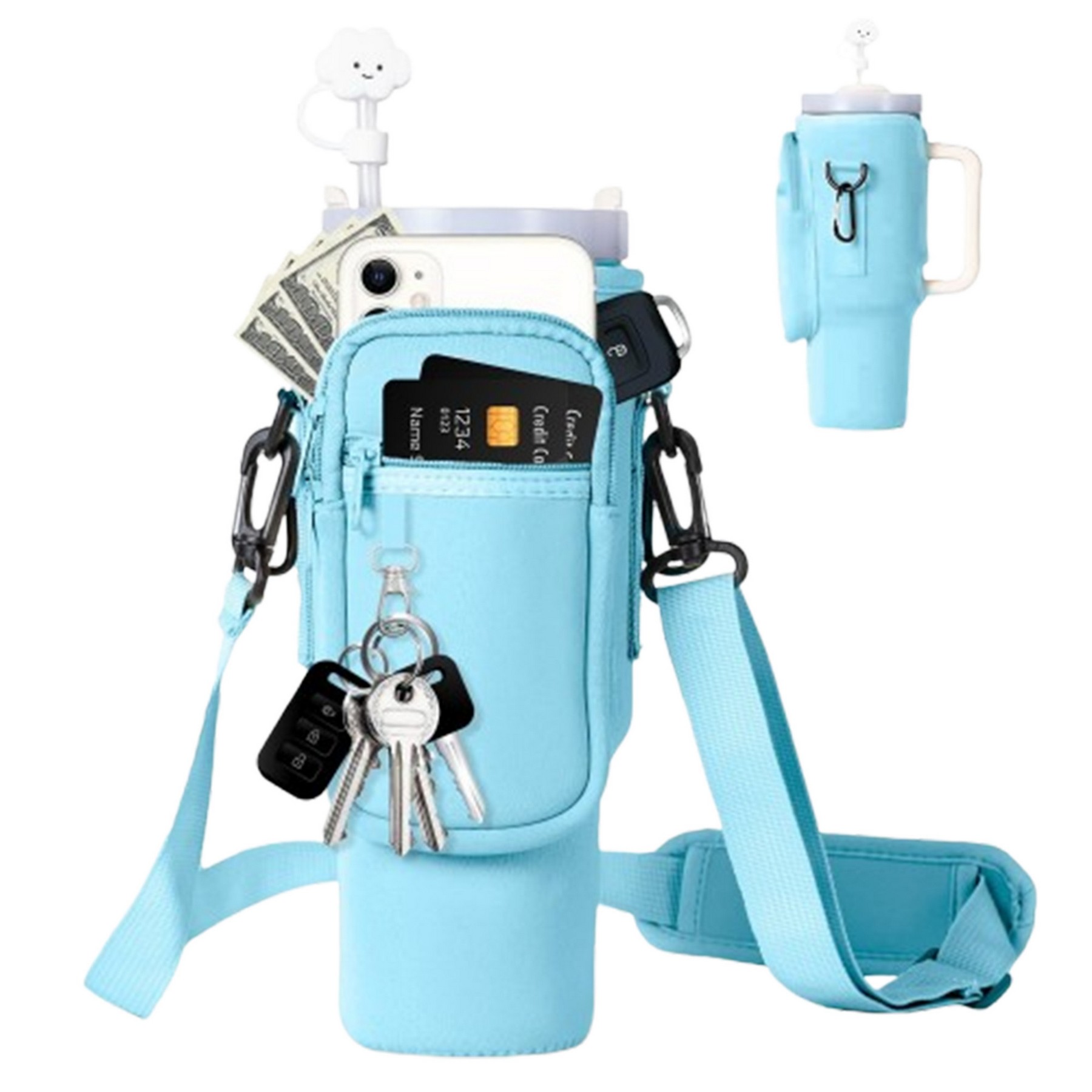 Water Bottle Carrier Bag With Phone Pocket For 40 Oz Tumbler 5