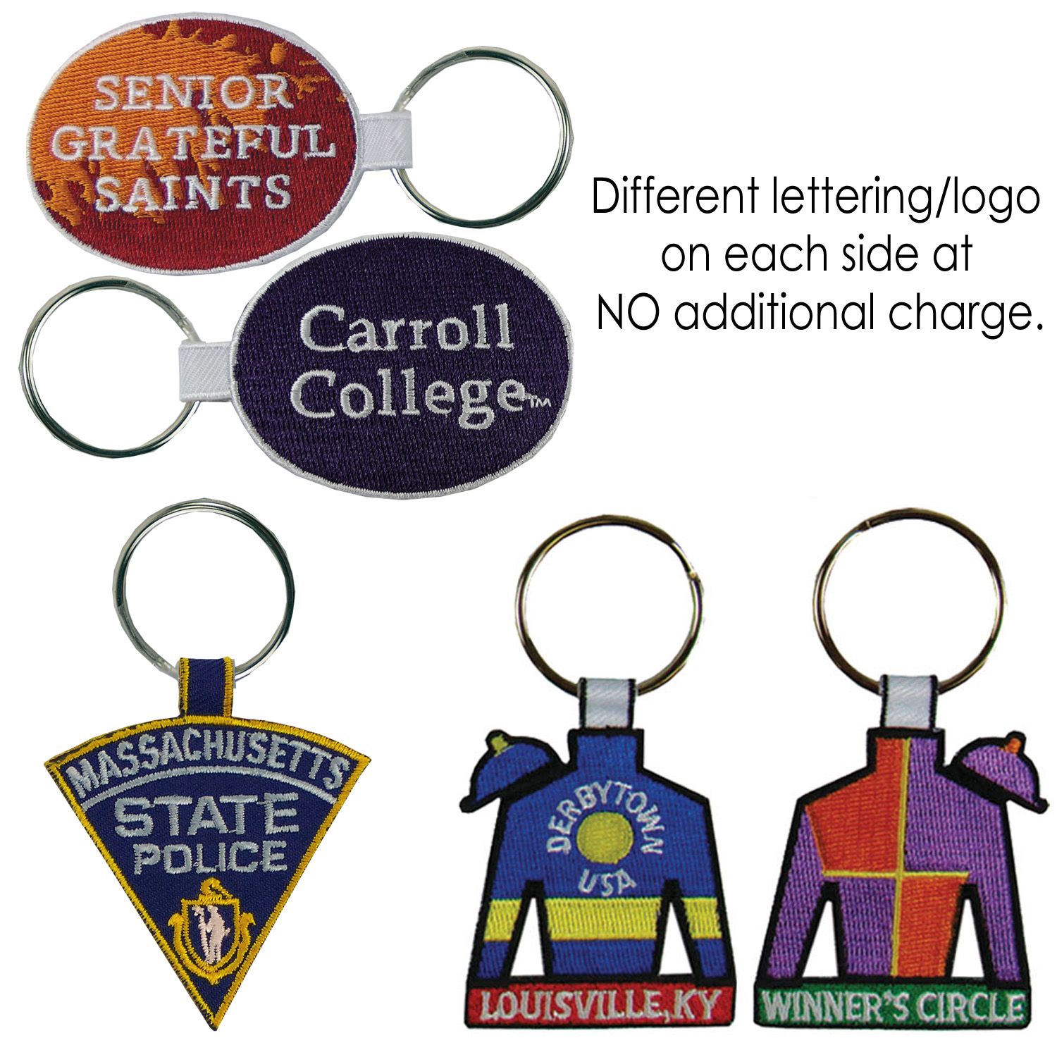 Custom Embroidered 2 Sided Key Ring