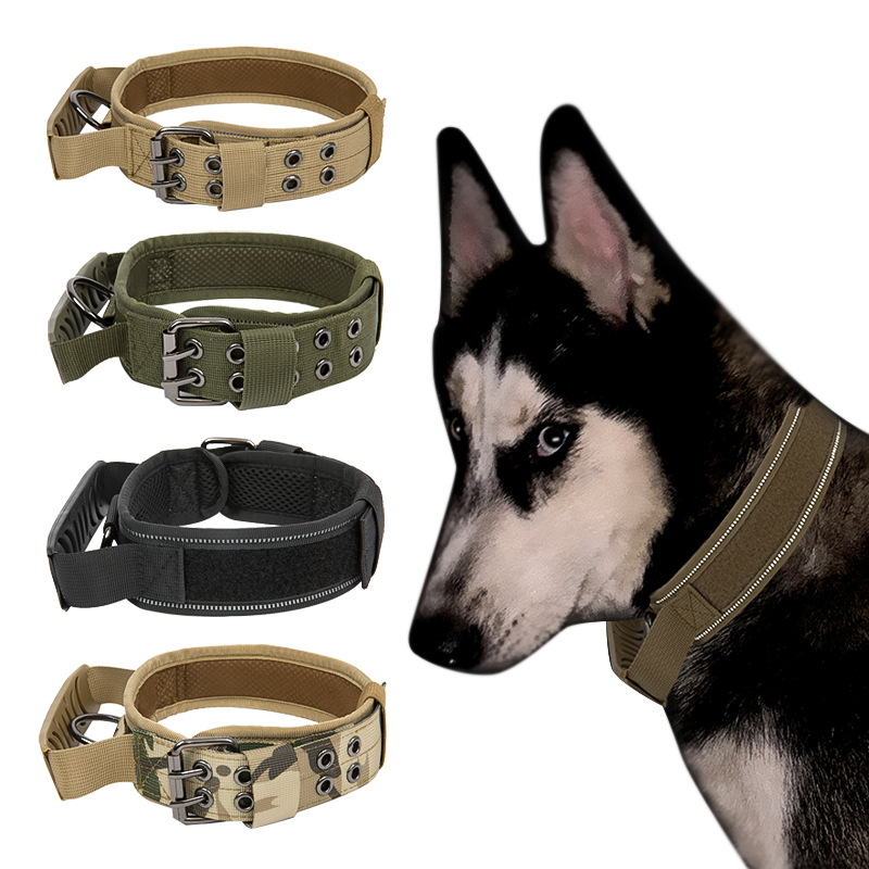 Tactical Dog Collars Adjustable Thick Nylon Handle 1