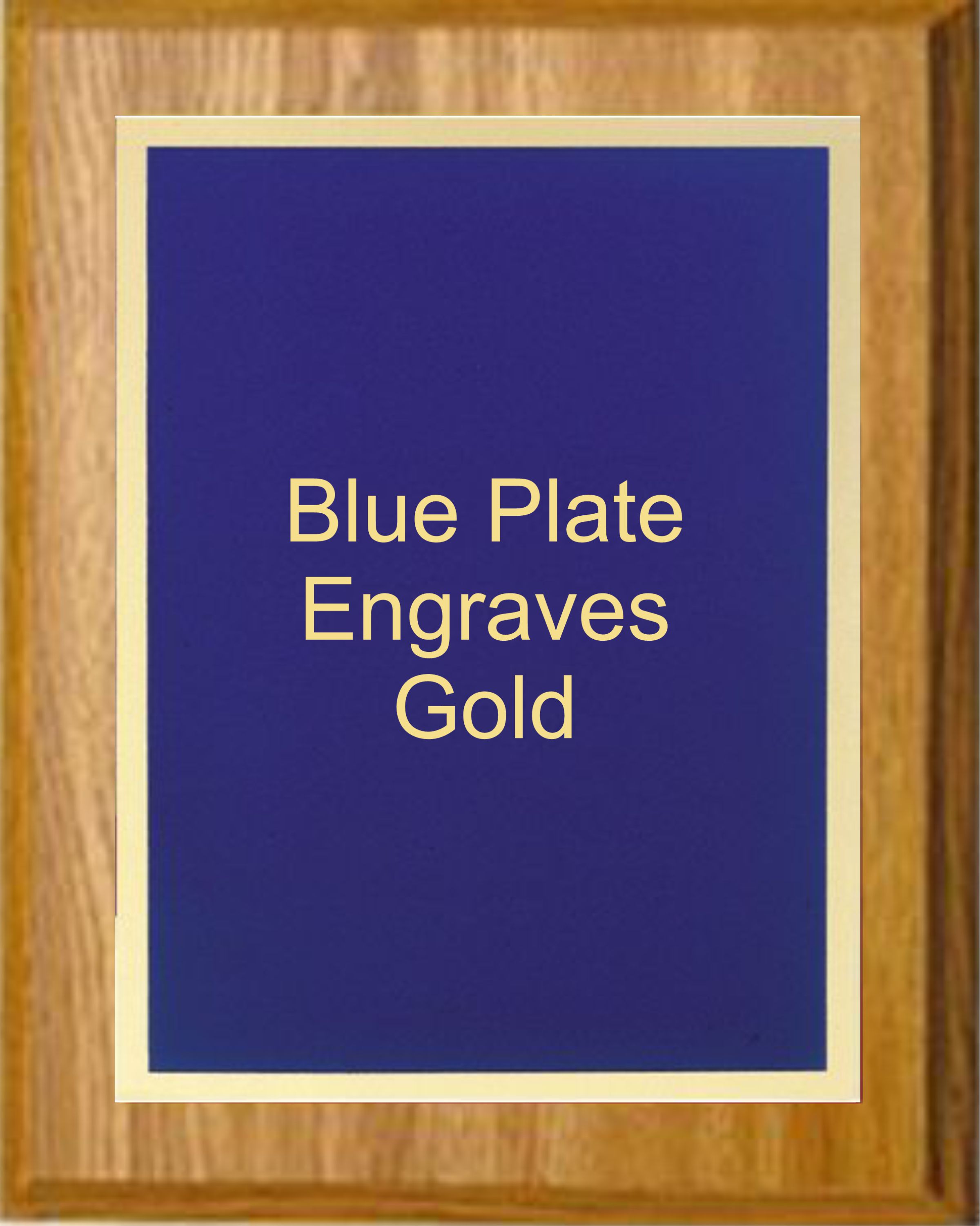 5" x 7" Oak Finish Plaque with a Gold Border Blue Simplicity Plaque Plate 2