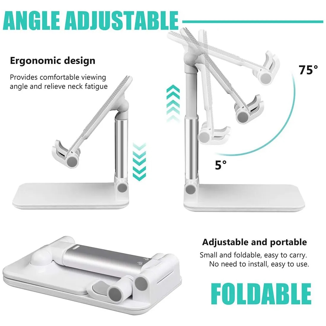 Fully Foldable Multi-angle Adjustable Phone/Tablet Stand 2