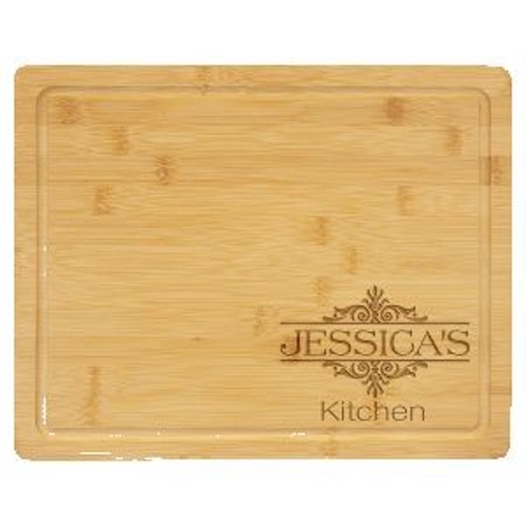 13 3/4" x 11" Bamboo Cutting Board with Drip Ring 1