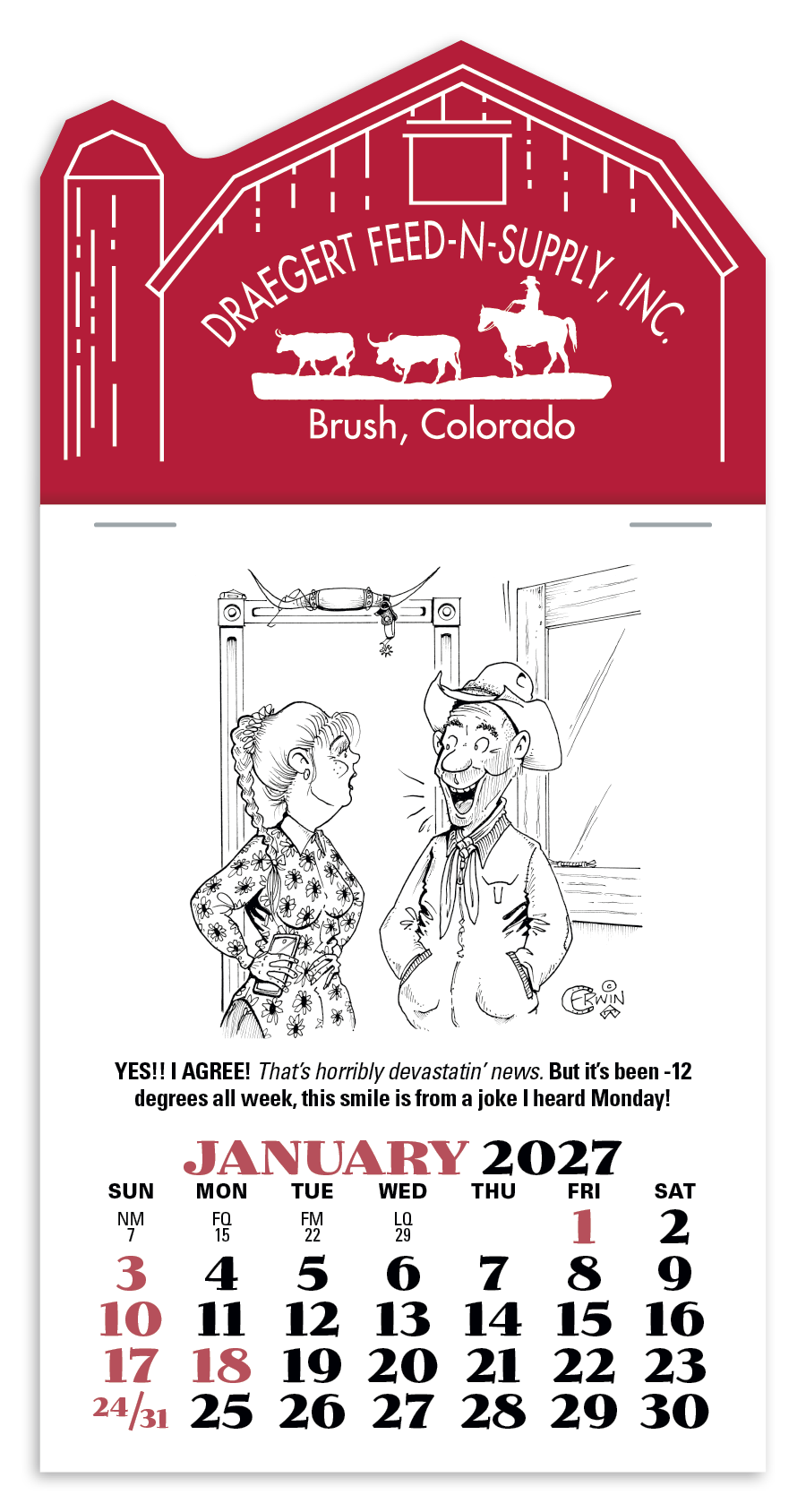 Triumph® Calendars Press-N-Stick Cowboy Calendar 629