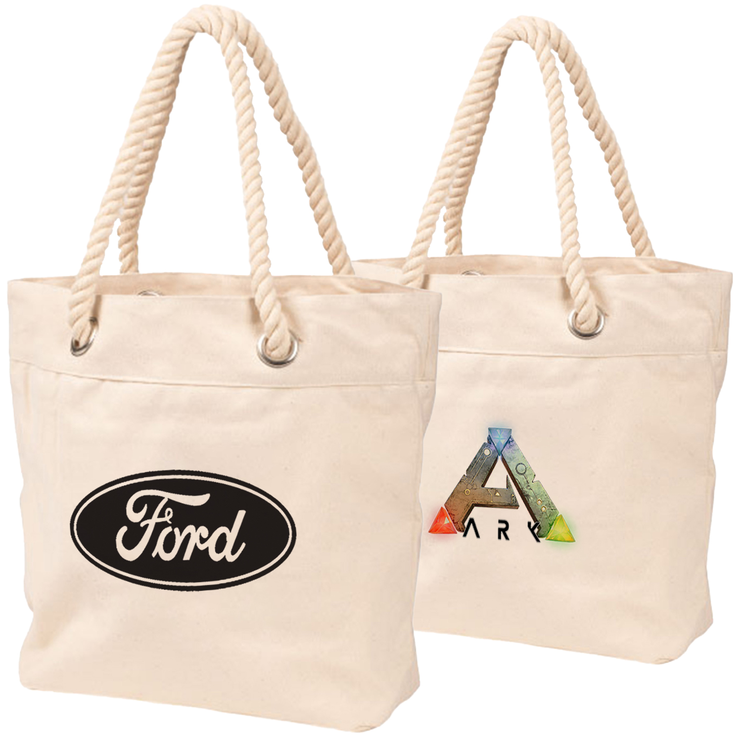 Heavy-Duty Cotton Canvas Tote Bag W/ Rope Handle 14 Oz. Canvas Bags, custom tote bag with logo imprint 2