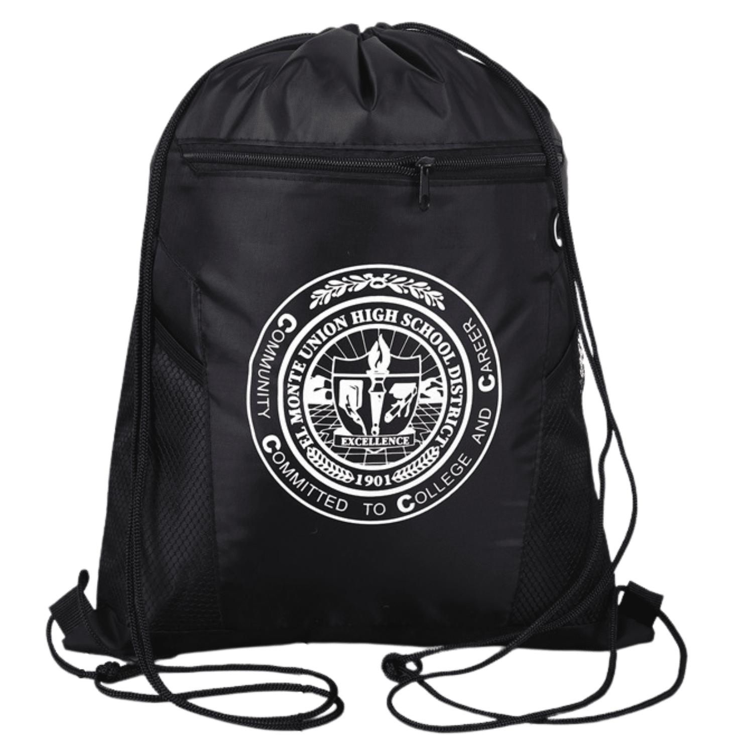 Premium Drawstring Side Mesh Backpack w/ Earphone Outlet & Front Zipper Pocket (14" x 18") 3