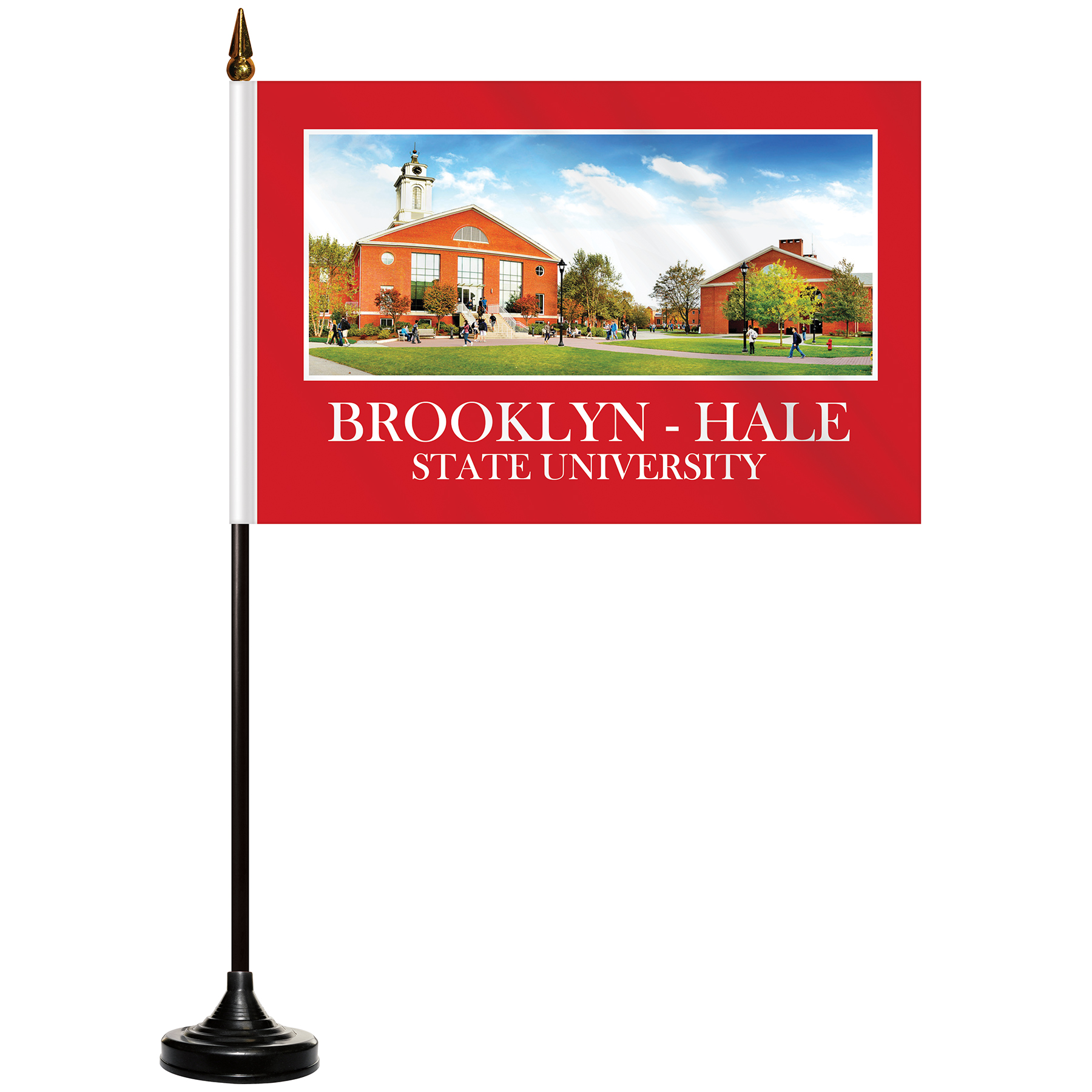 6" x 9" Single Reverse Stick Flag with Black Plastic Weighted Base 1